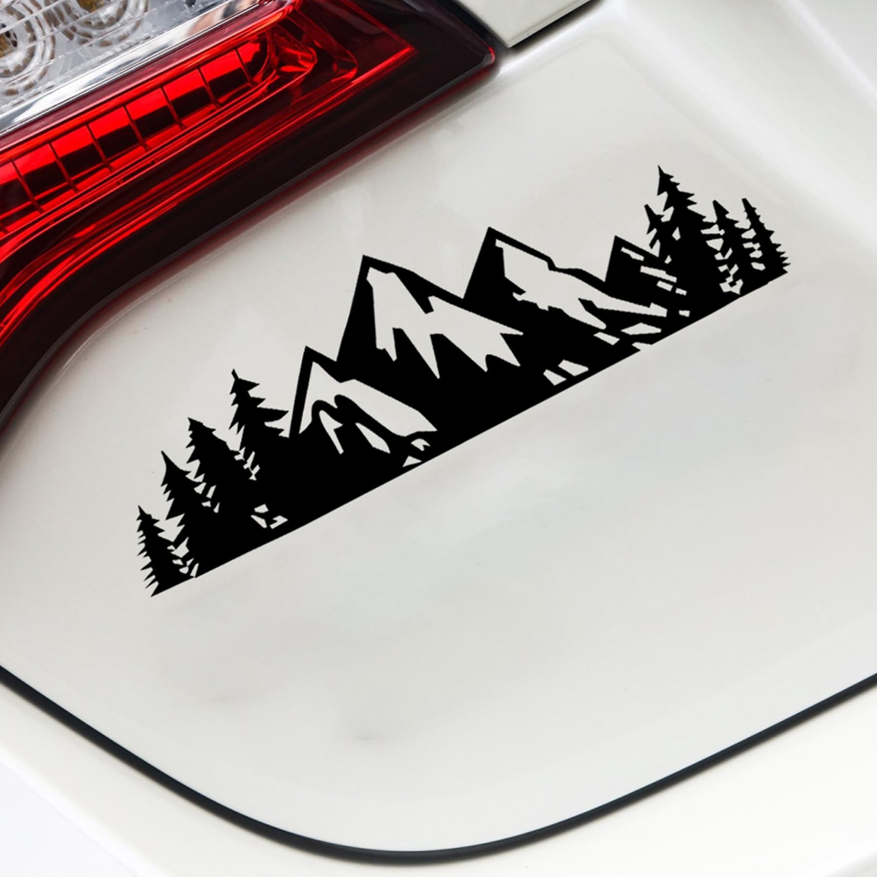 Singaro Vinyl Snow Mountain Tree Decal Sticker, Trunk Logo Decal Sticker, Car Exterior Accessories(Black)