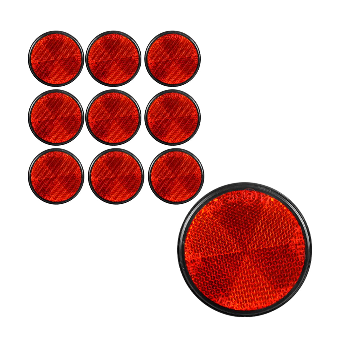 LKAHG 10 Pack Round Reflector, 2 Inch 60mm Reflective Warning Reflector, M6 Screw Mount, High Visibility Safety Side Marker for 