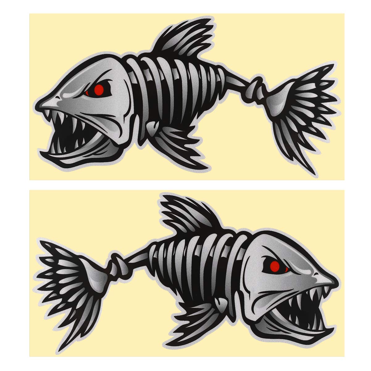 WINOMO 2Pcs 10x5 inch Fish Skeleton Decals Sticker Vinyl Auto Decal Sticker for Kayak Fishing Car