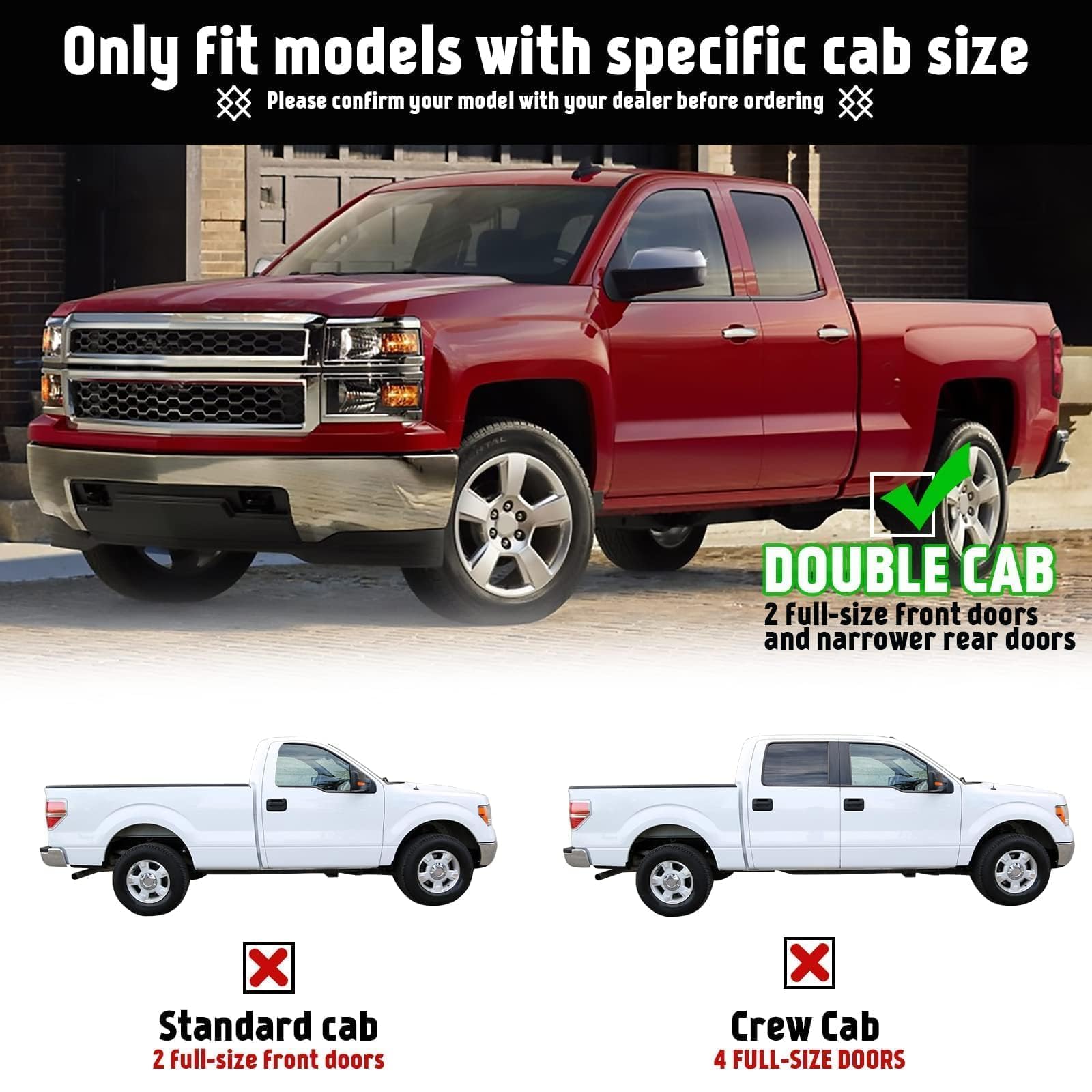 Pz 6'' Double Cab Running Boards For 2007-2018 Chevy Silverado/Gmc Sierra 1500, 2007-2019 For 2500Hd 3500Hd 2019 Ld Black Alumin