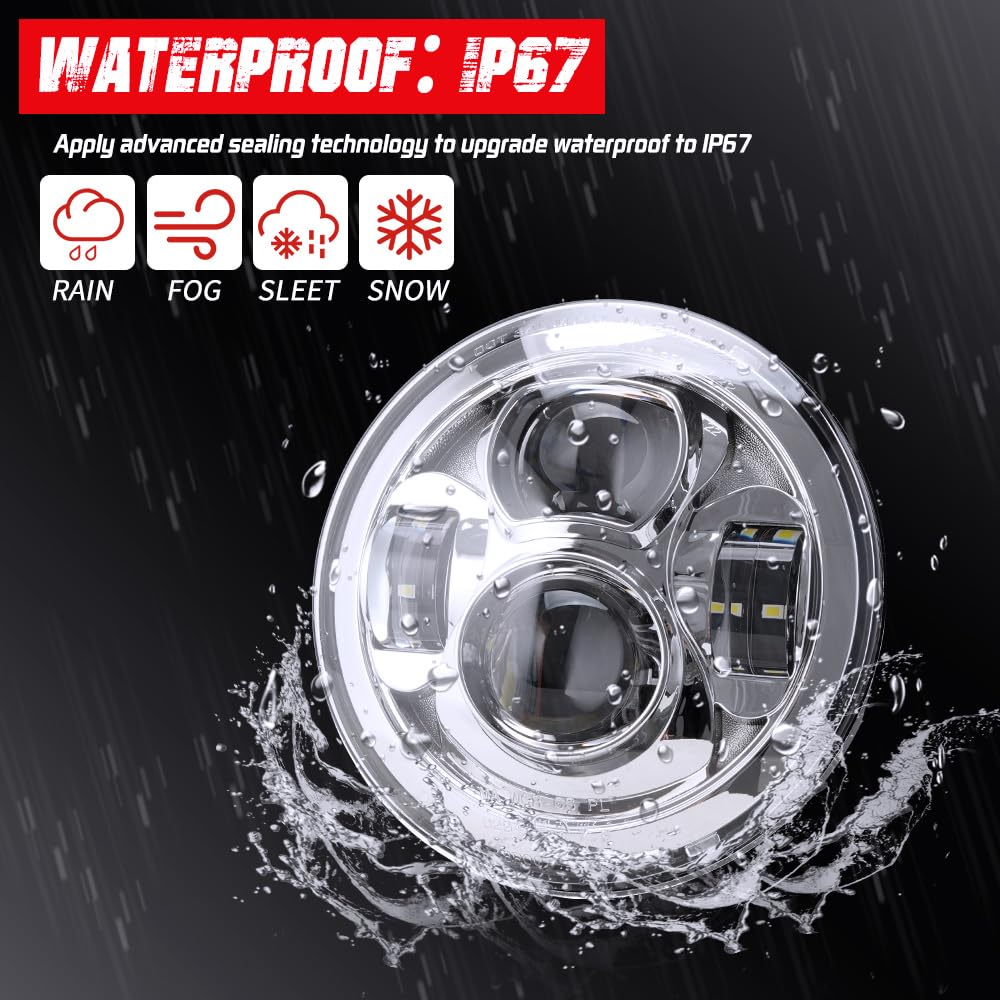 Tugwuetlwu New 7'' Led Headlight 4.5'' Auxiliary Fog Lights Kit For Motorcycle Accessories Compatible With Harley Davidson Stree