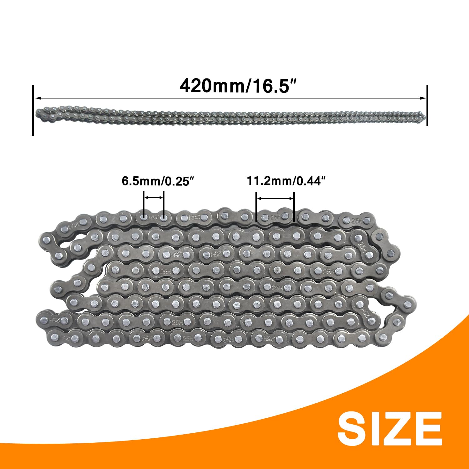 Holato 25 Drive Chain 132 Link + Master Link For Razor Mx500 Mx650 Sx350 Sx500 Sx650 Rocket Bike Electric Off-Road Motocross #25 Roller Chain 132L For Mini Moto 50Cc Xrf50 Dirt Bike Heavy Duty Parts