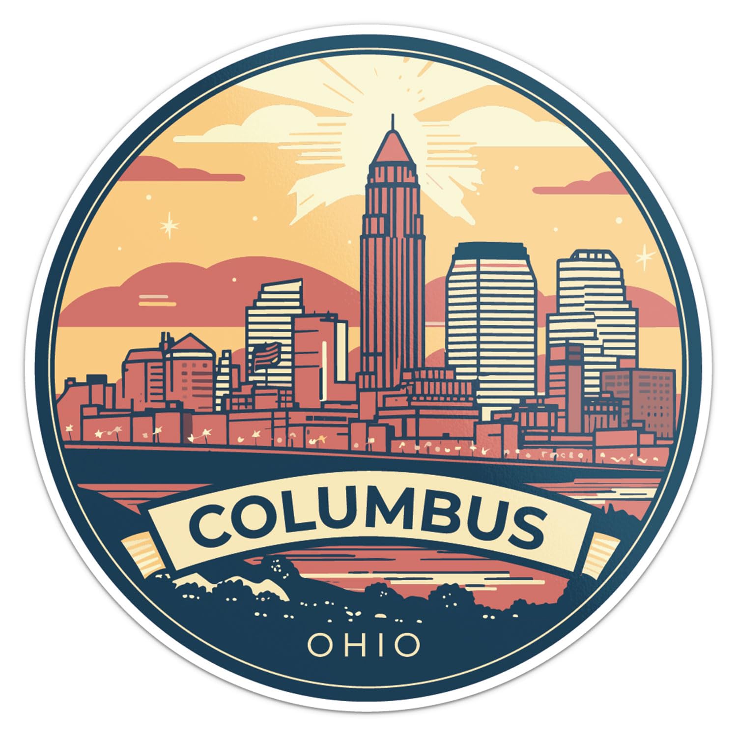 Columbus City Sticker - Waterproof Vinyl Decal for Car Bumper, Laptop, Water Bottle, Wall, and Window, Size - 5'' Longer Side