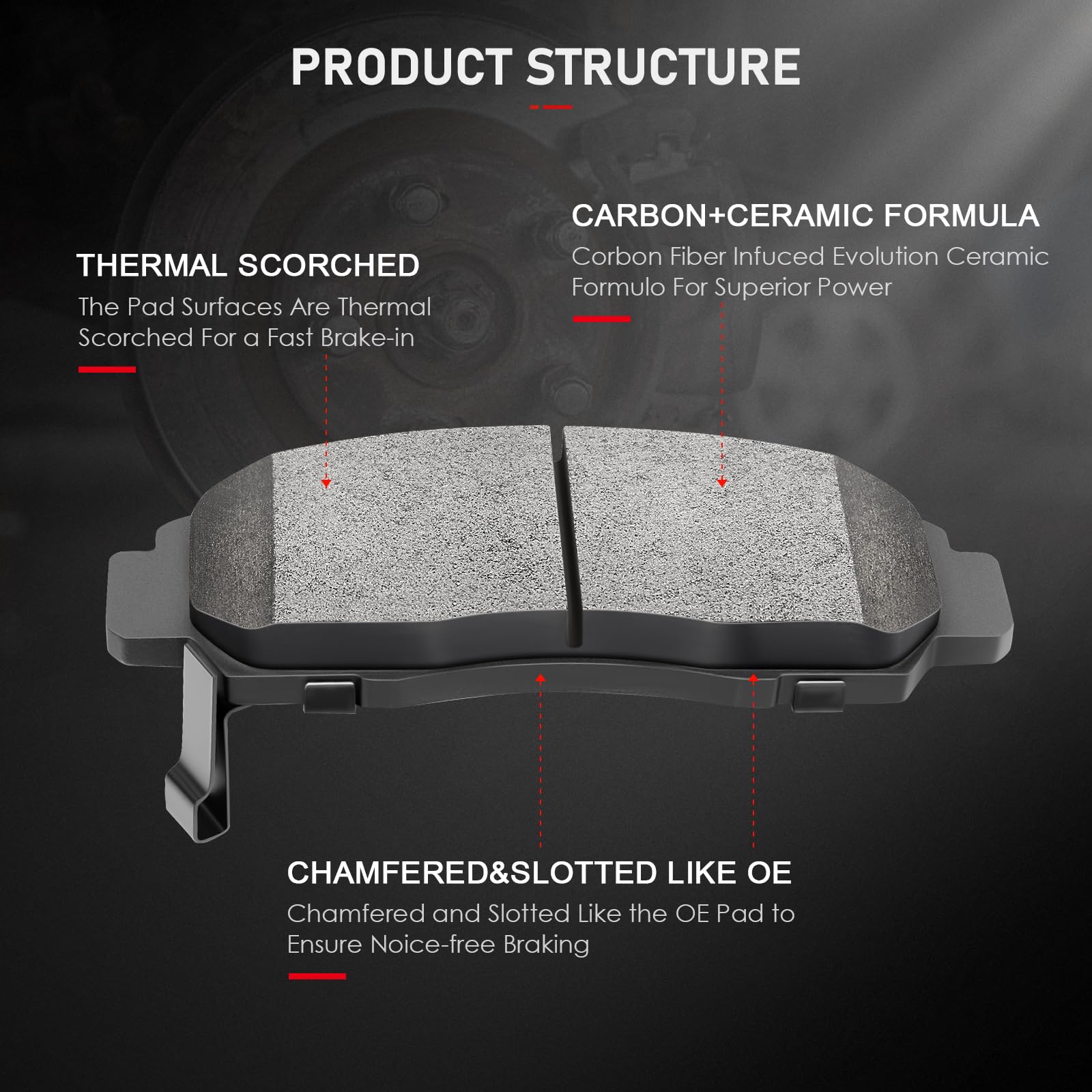 Front Ceramic Brake Pads Kits 4Pcs Fit For 2001-2003 For Acura Cl,1999-2004 For Acura Rl,1999-2008 For Acura Tl,2004-2010 For Ac