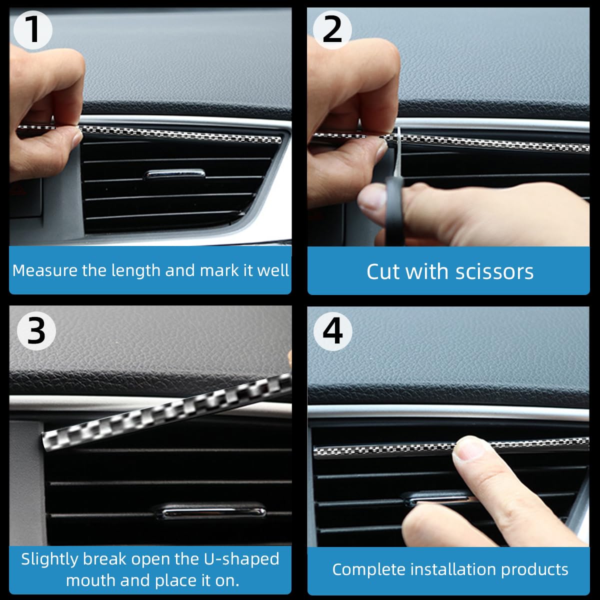 Ziciner 20 Pcs Car Air Conditioner Decoration Strip, Waterproof Bendable Auto Air Vent Outlet Shiny Trim, Universal Vehicle Inte