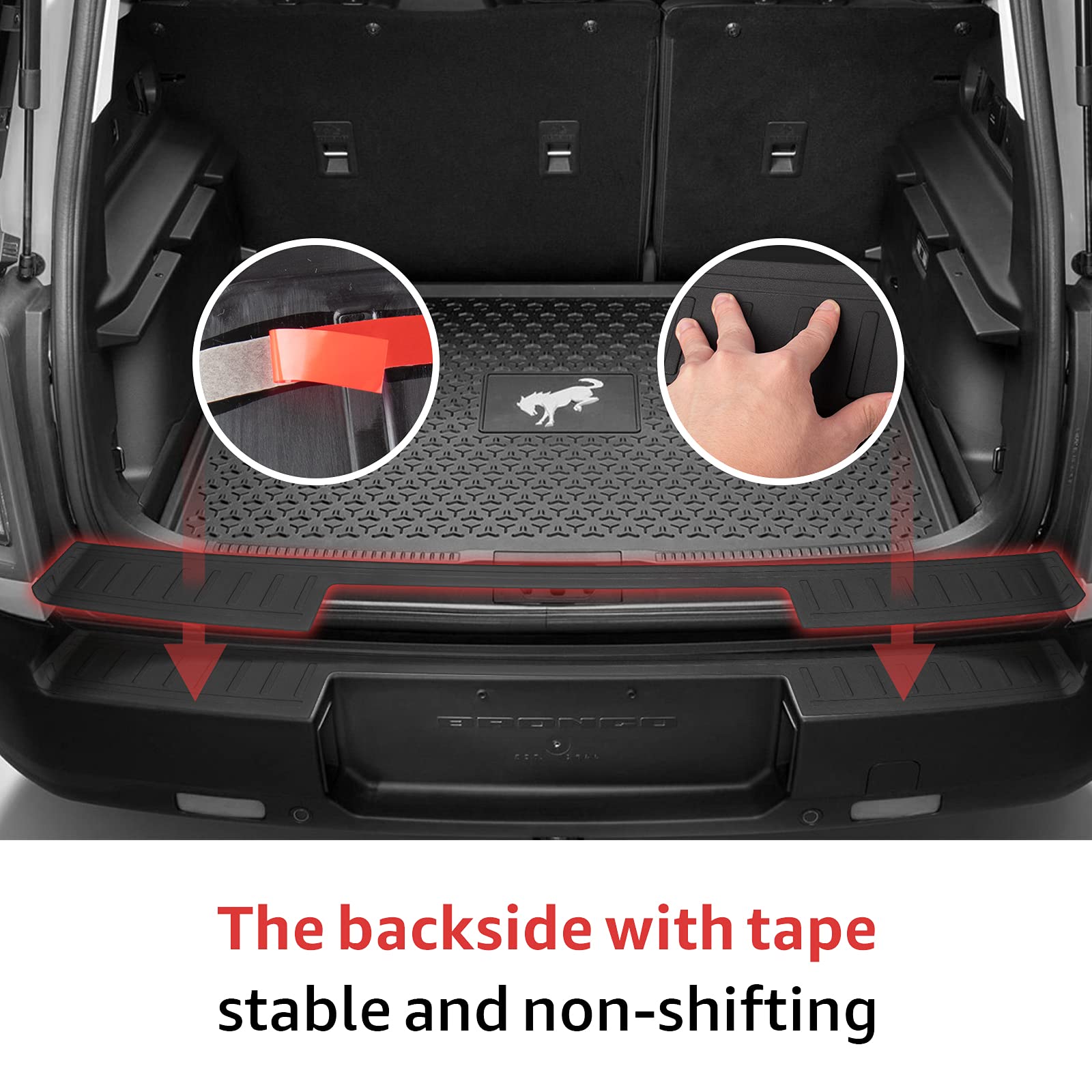 Ecarzo Rear Bumper Protector For 2025 2024 2023 2022 2021 Bronco Sport Accessories Trim Cover Scratch Resistant Trunk Door Entry Guards
