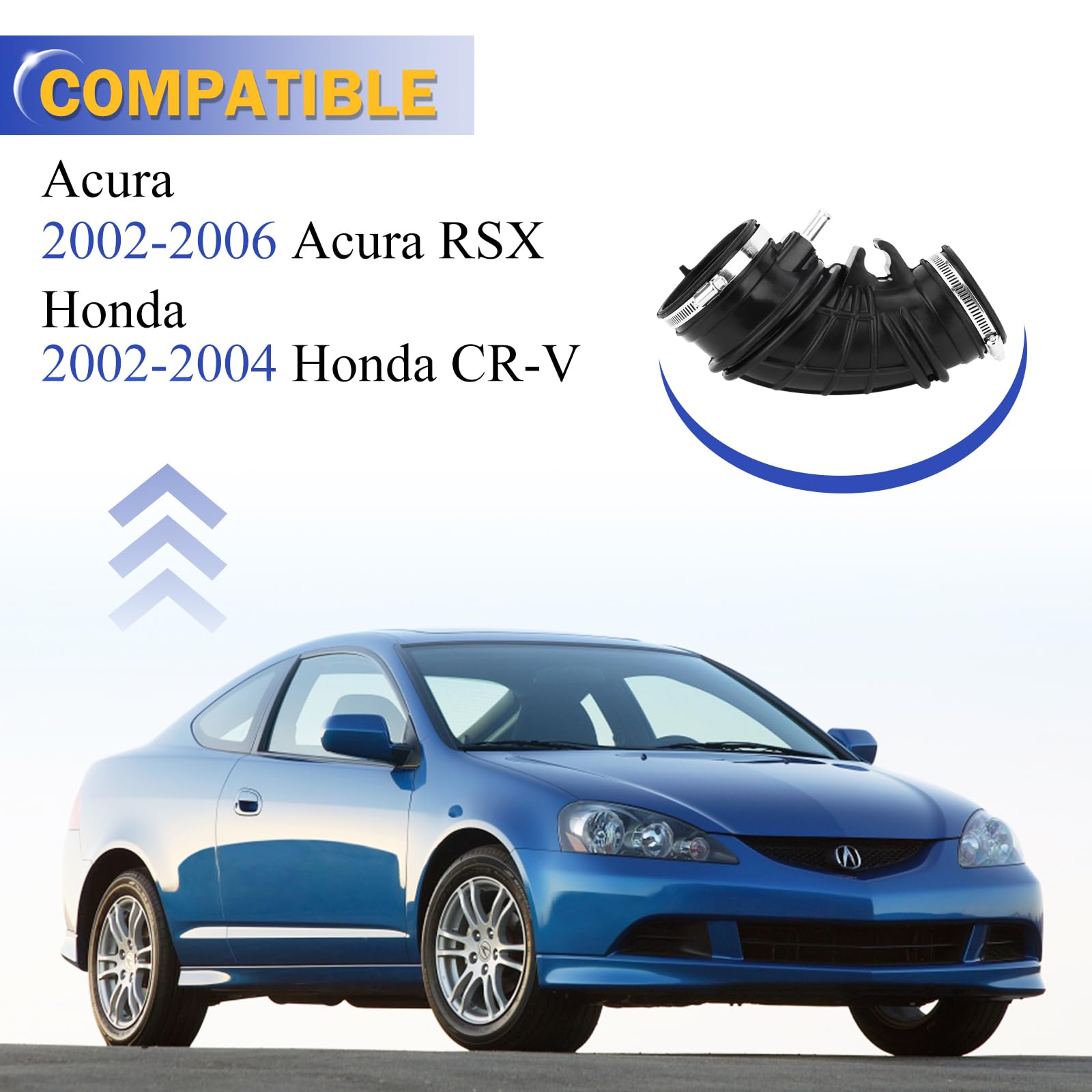 Air Intake Hose With Clamps For 2002-2004 Honda Cr-V Crv 2002-2006 Acura Rsx Base 17228-Pne-G00