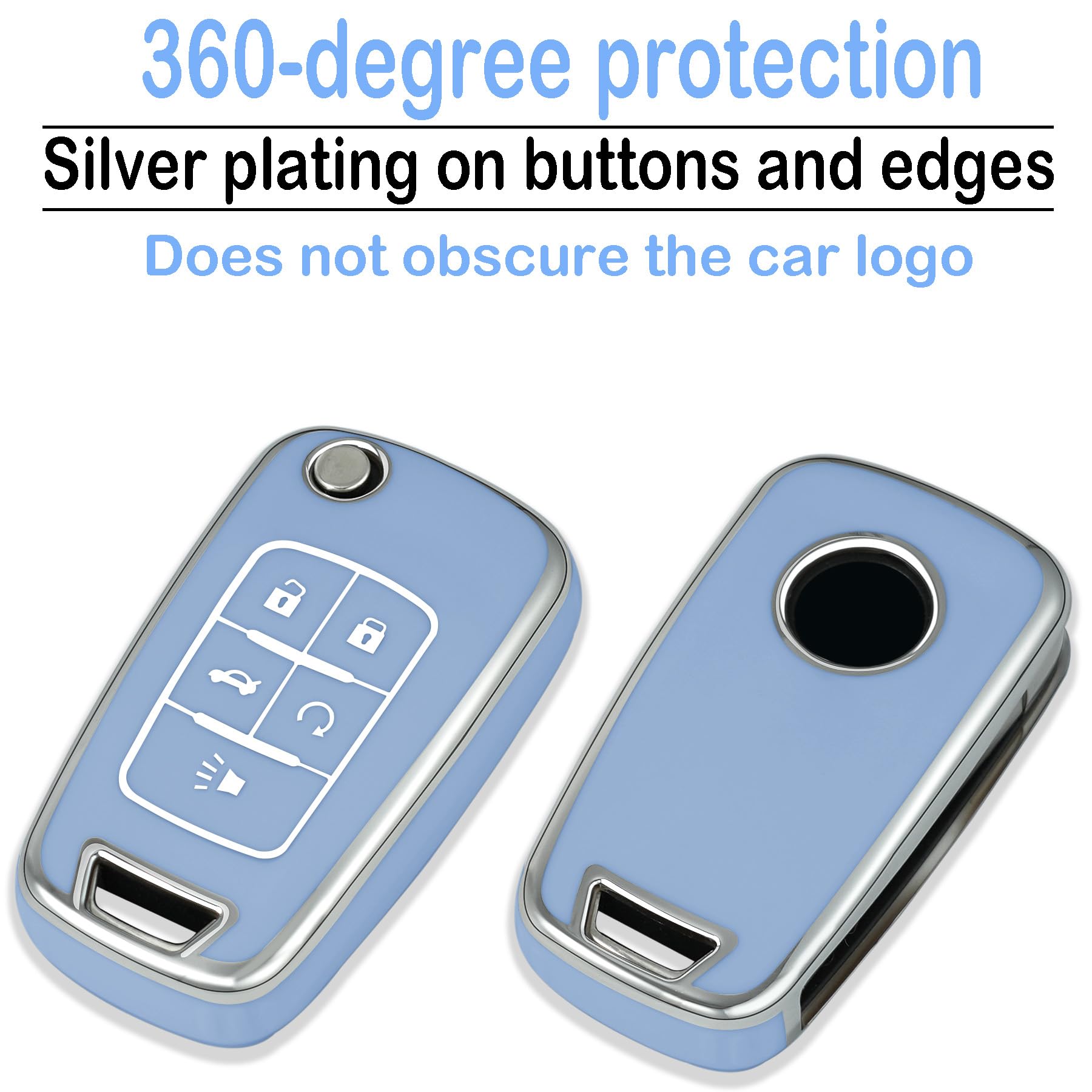 Kirsnda For Chevrolet Flip Key Fob Cover Case With Keychain,Soft Tpu Key Shell/Skin,5-Buttons Fit Chevy Equinox Impala Malibu Ca