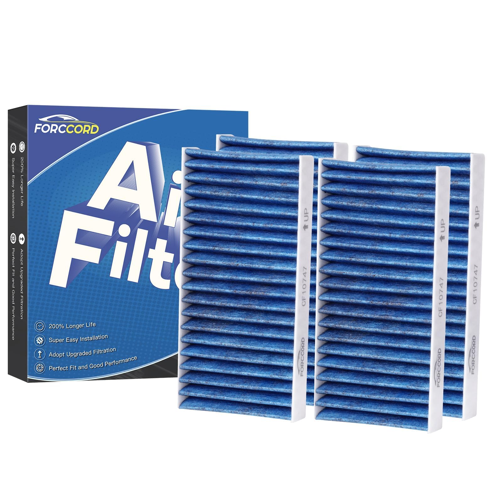 Forccord 4-Pack HEPA Cabin Air Filter Fits for Jeep Liberty (2008-2012)/ Dodge Nitro (2007-2011) Activated Carbon Cabin Filter R