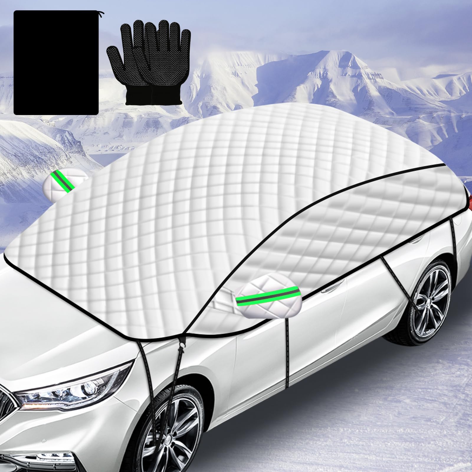Cofsodi 142-Inch Car Windshield Exterior Ice And Snow Cover, Winter Essentials Half Car Cover Shield, Windshield Cover Outside,