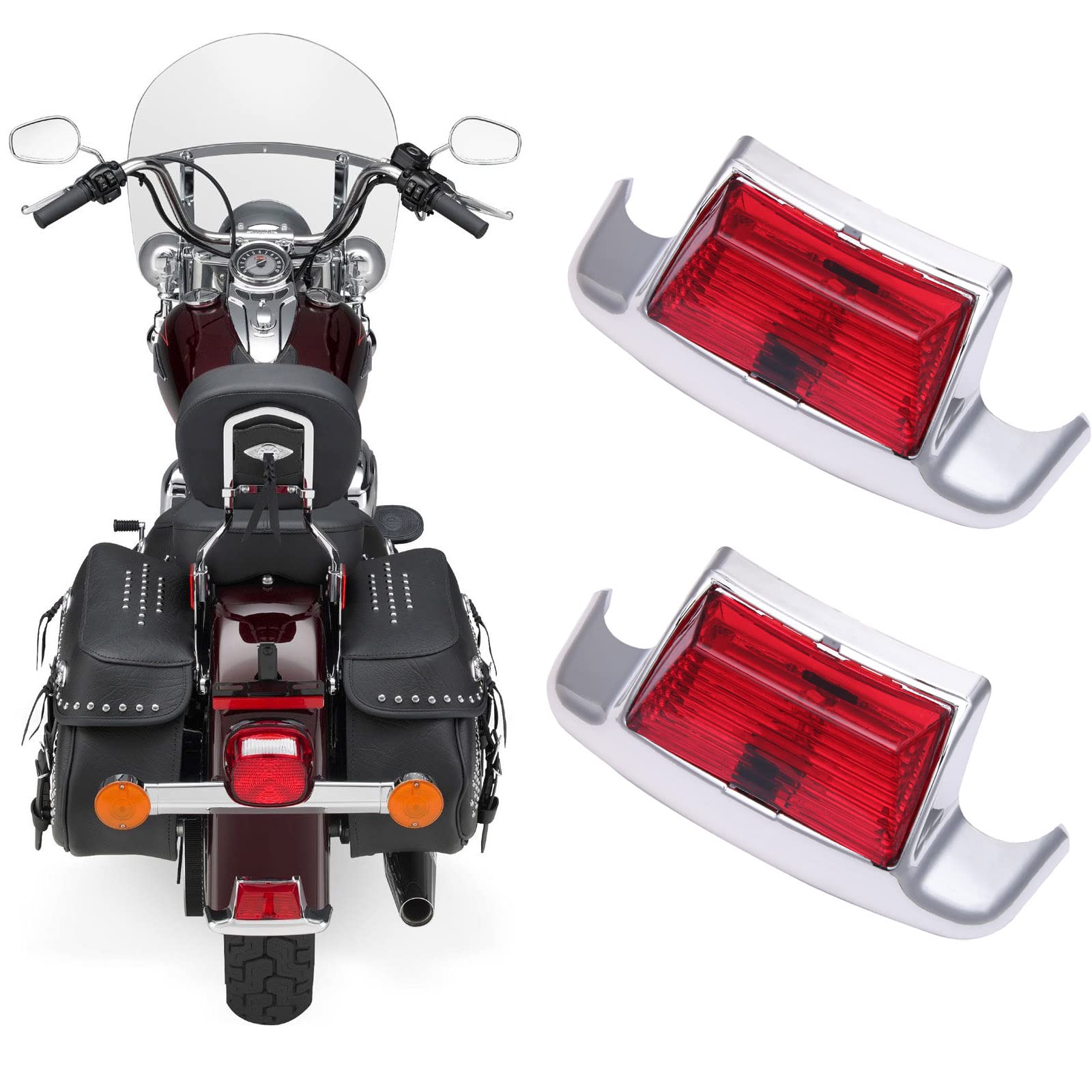 Rich Choices Rear Red Fender Light LED Fender Tip Tail Lights Compatible with Harley Road King Electra Glide Ultra Classic Herit