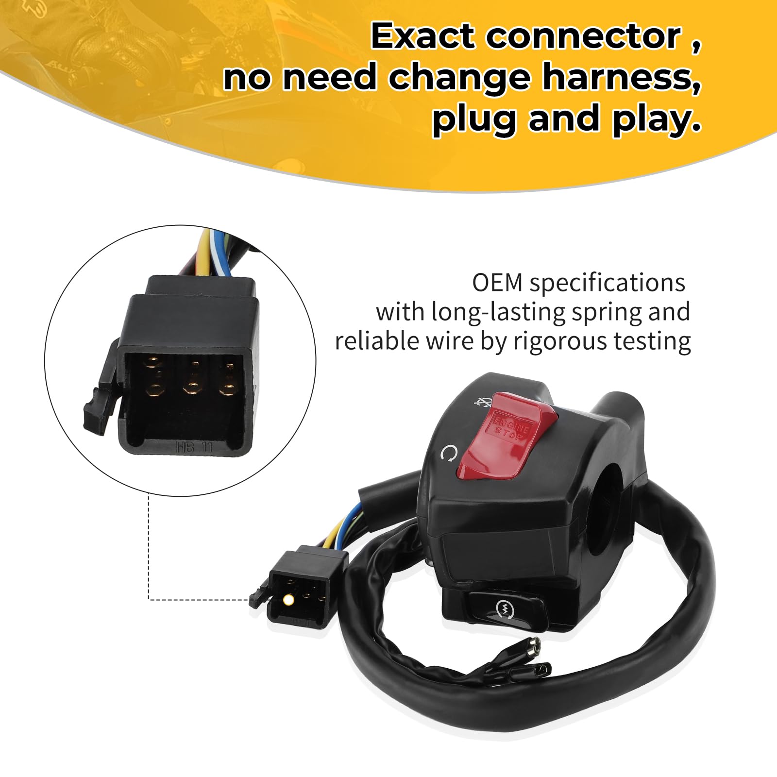 Compatible With Honda Cbr600Rr Start Stop Kill Switch Right Hand Control Switch 2003 2004 2005 2006 35130-Mee-642 35130-Mee-641