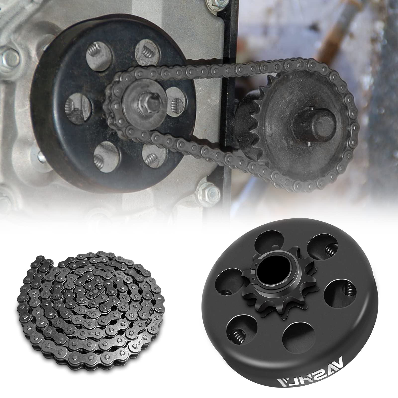 Vashly Go Kart Clutch 3/4' Bore 10T With #40 41 420 Chain For Go Kart Minibike And Fun Kart Engine
