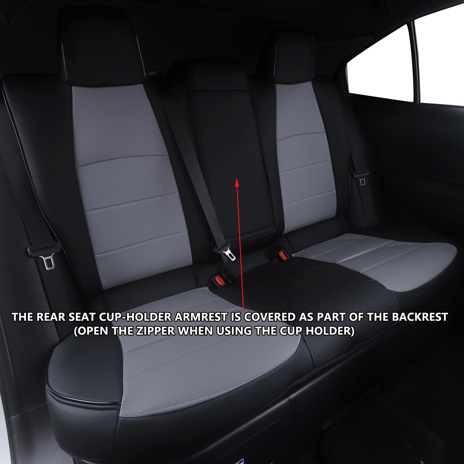 HKZ Custom Fit Corolla Car Seat Cover Full Set for Toyota Corolla 2020 2021 2022 L LE Models - Durable Faux Leather (Black+Grey)