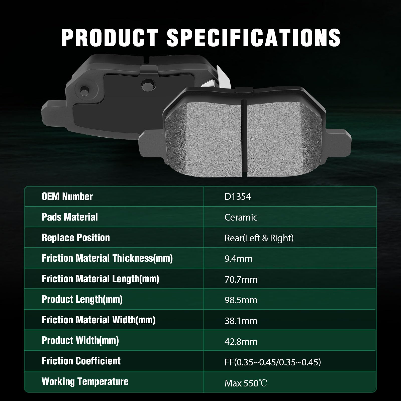 Automuto 4Pcs Rear Ceramic Disc Brake Pads Set D1354 For Lexus Es300 For Pontiac Vibe For Scion Tc Xb For Toyota For Camry Corol