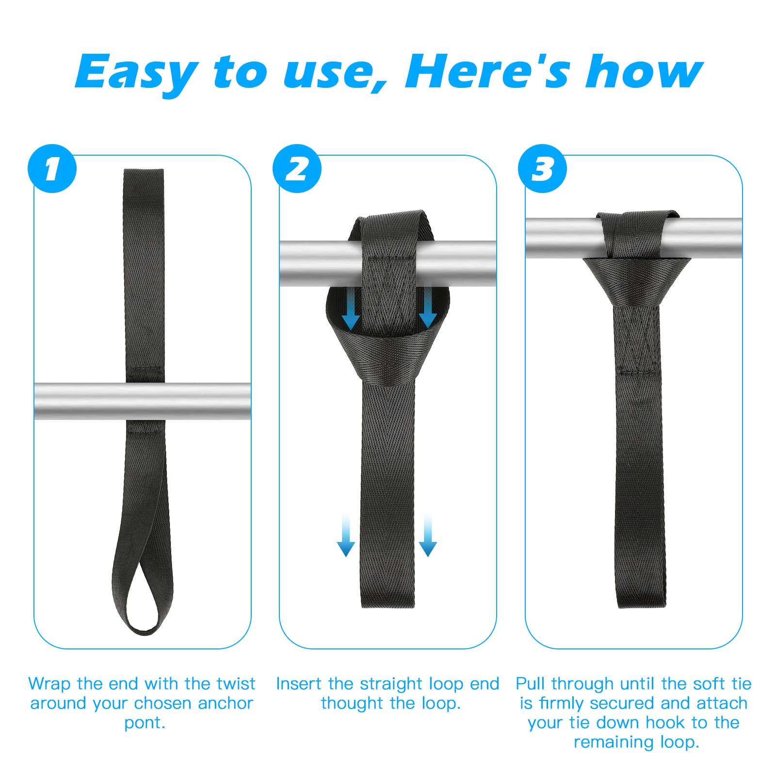 RIO Direct 6-Pack Soft Loop Tie Down Straps, 1800Lbs Load Capacity, 4800Lbs Breaking Strength, 1 * 12 inches Heavy Duty Motorcyc