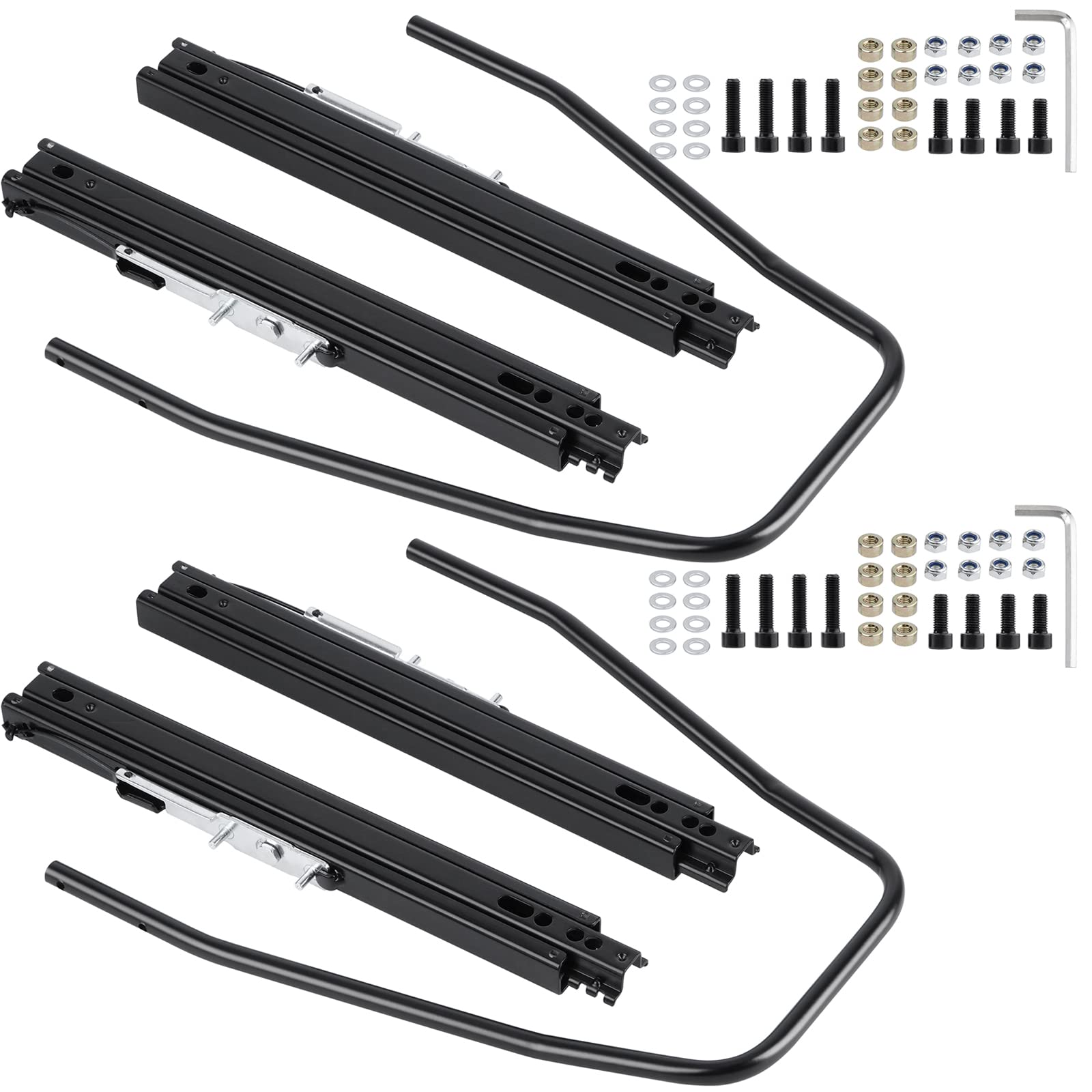 Racewill Slider Seat Track Set Of 2 With Seat Mounting Hardware Kit, Universal Seat Slider Compatible With Sparco, Nrg, Bucket S