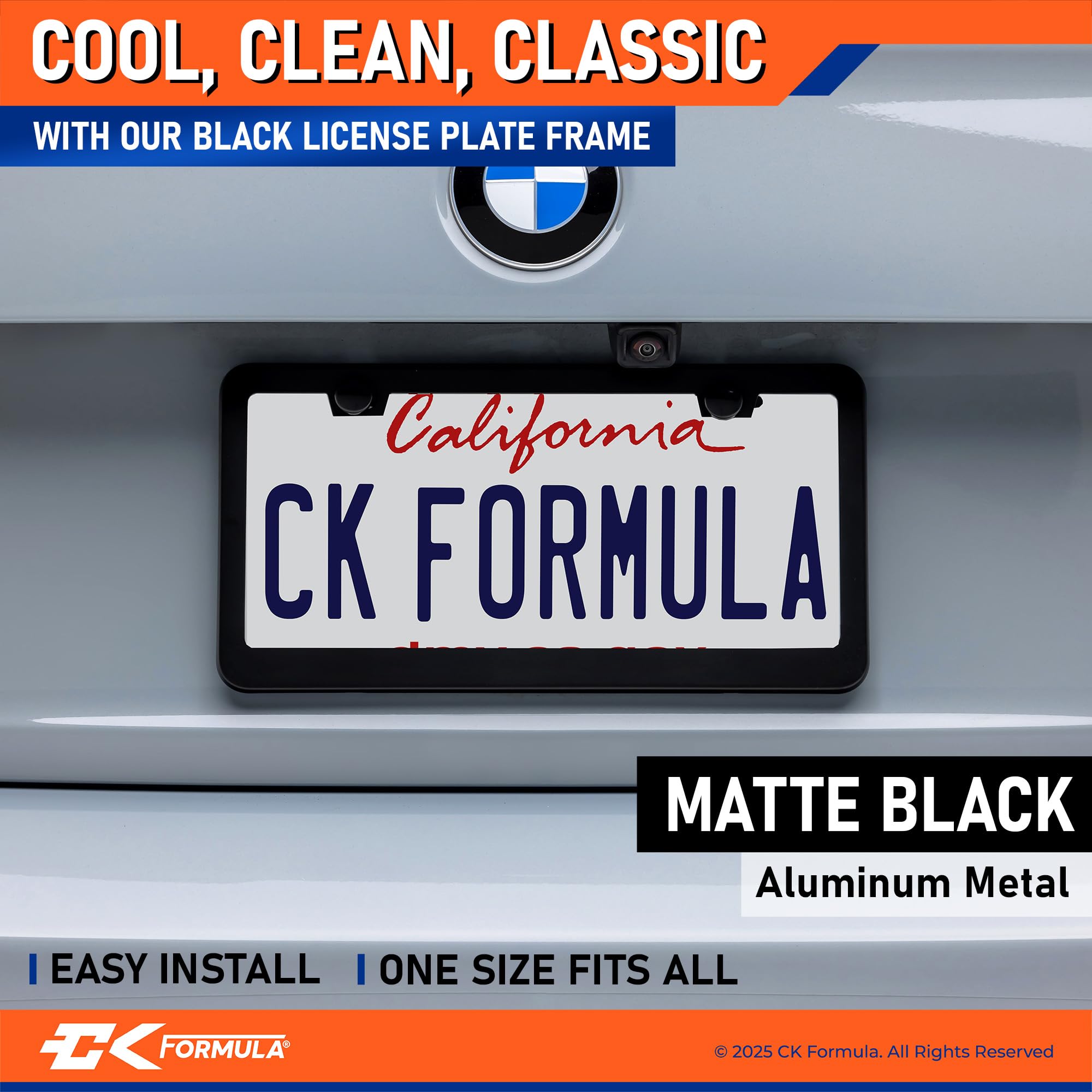 Matte Black License Plate Frame - Metal License Plate Cover for Car Plate Frame, Black License Plate Frames for Men, Car License