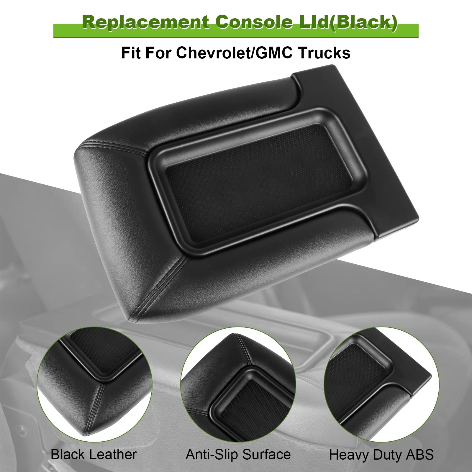 Scitoo Auto Black Center Console Lid Kit Replacement Fit For 2001-2007 For Gmc Sierra Silverado