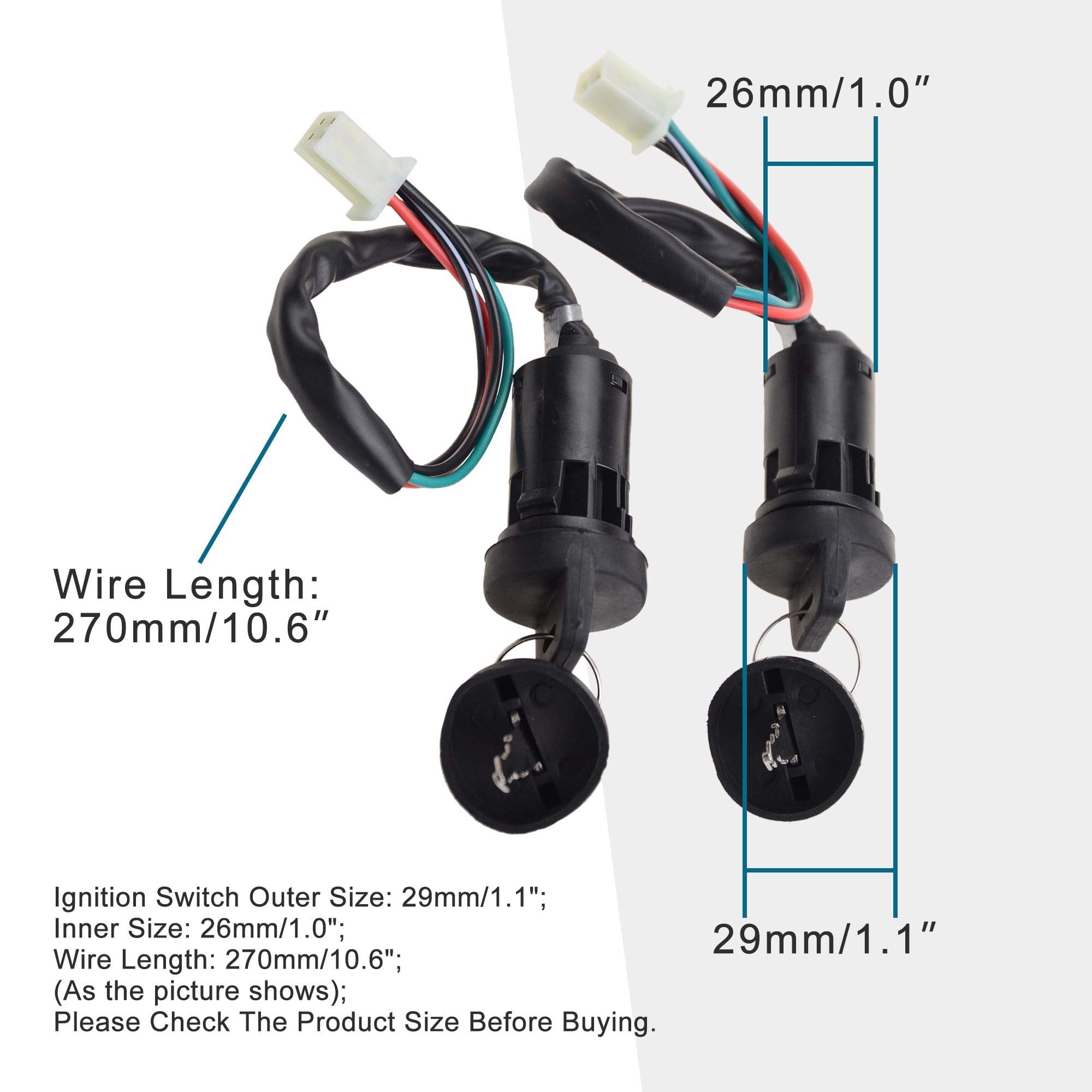 Goofit 4 Wires Ignition Switch Key Set With Cap Replacement For 50Cc 70Cc 90Cc 110Cc 125Cc 150Cc 200Cc 250Cc Taotao Sunl Atv Dir