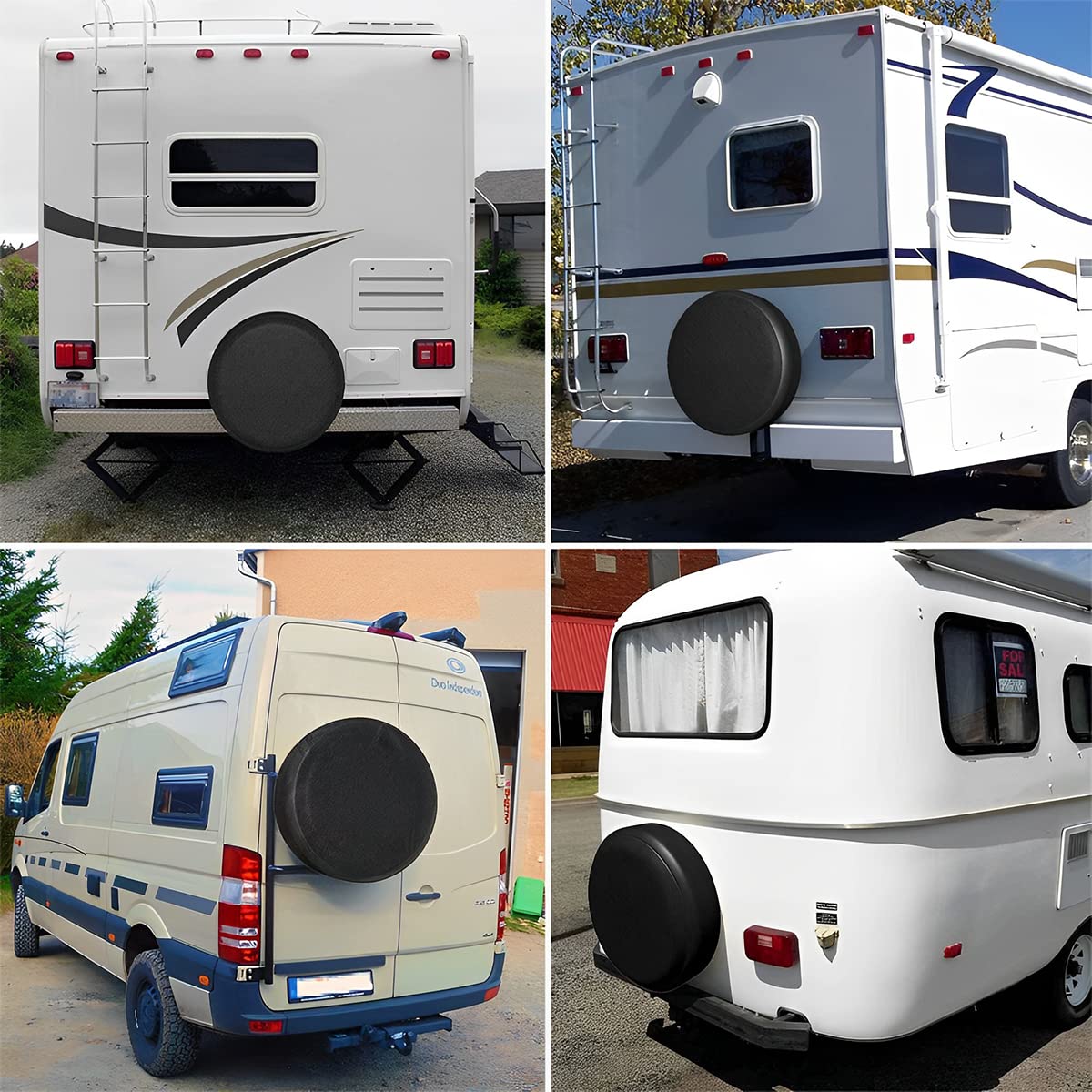 Bittwee Car Spare Tire Cover, Automotive Waterproof Dust-Proof Weatherproof PVC Leather Camper Wheel Sun Protector, Fits 22'' to