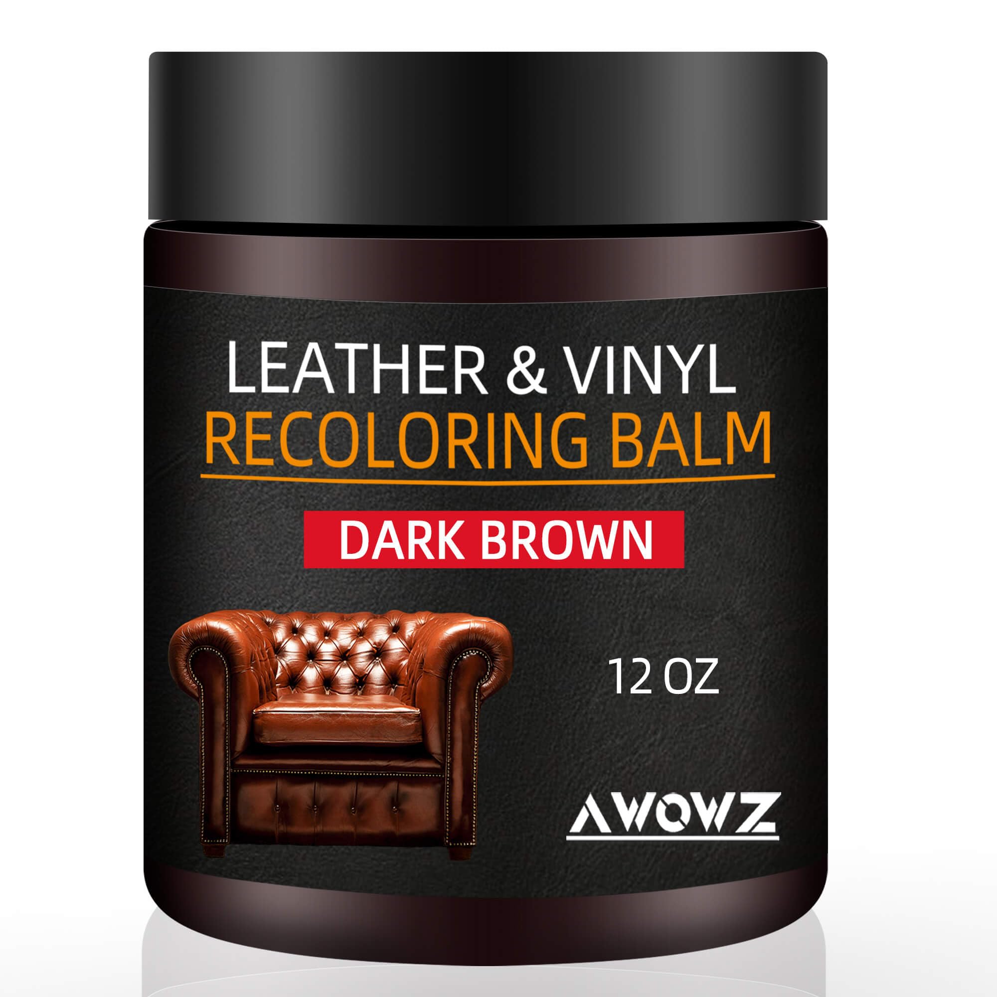 Awowz Leather Recoloring Balm, 12Oz Leather Couch Repair Kit, Leather Restorer For Couches, Leather Scratch Repair, Leather Reco