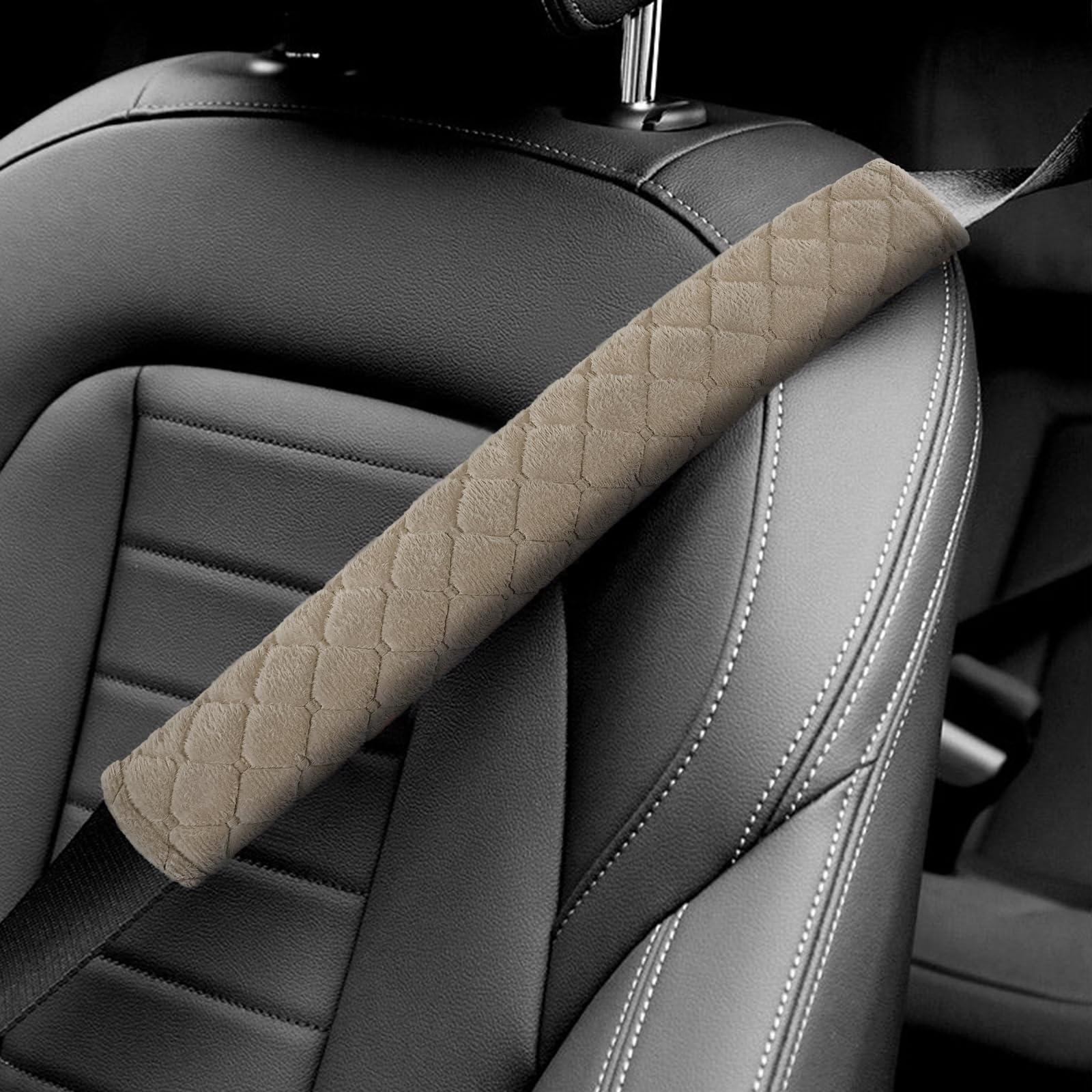 surpassme Car Seat Belt Pads Cover, 2PCS 15in Extra Length Seat Belt Shoulder Strap Covers Protector to Release Stress to Neck a