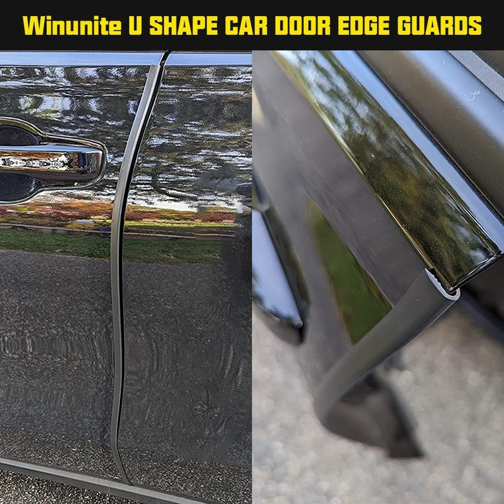 Winunite 65.6Ft(20M) Car Door Edge Guards Black, Fit Most Vehicles, Self-Adhesive Pvc, Fade-Resistant, Ultra Long, U-Shaped Auto
