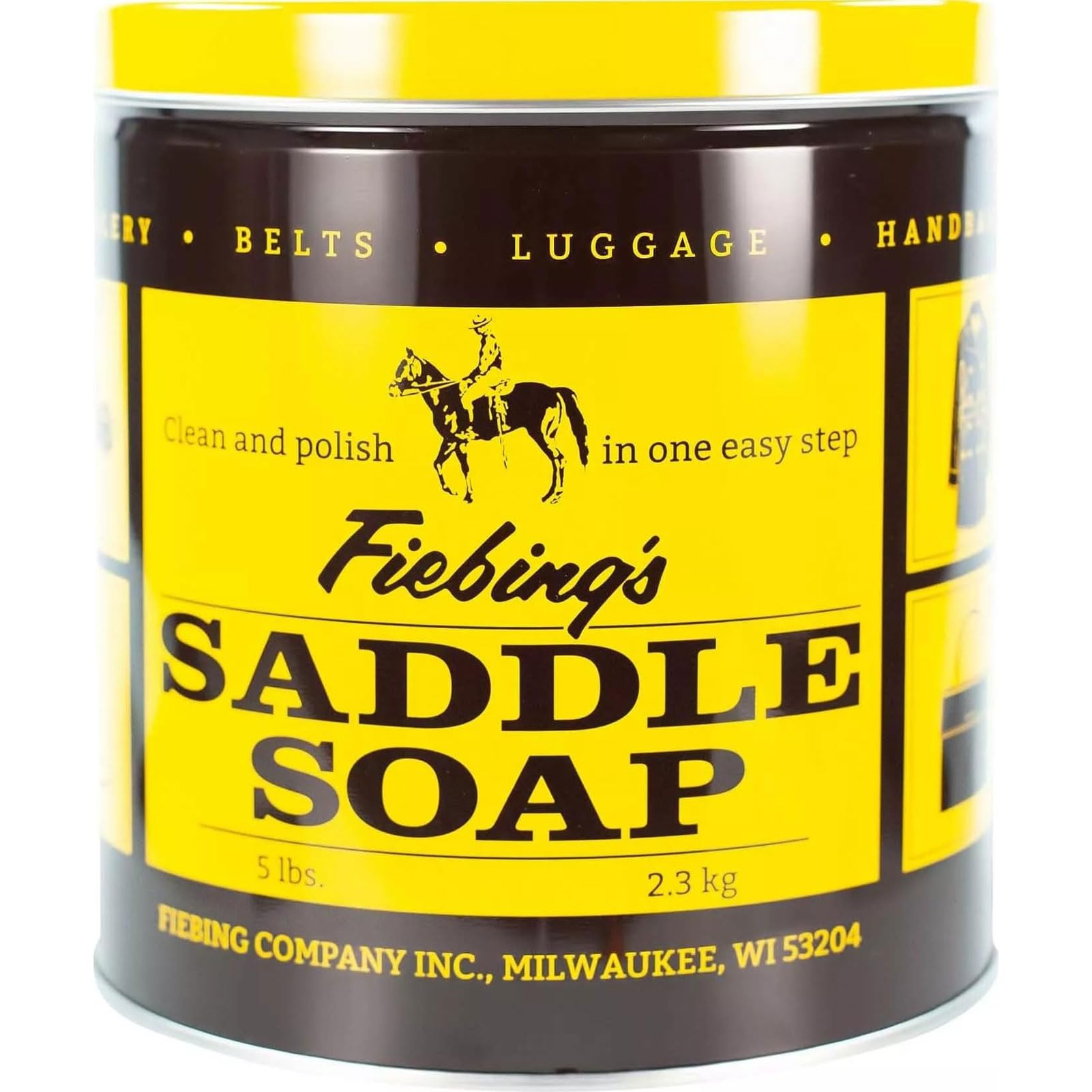 Fiebing's Yellow Saddle Soap for Leather (5 Pounds) - Leather Cleaner & Conditioner to Soften, Protect & Restore Leathercraft - 