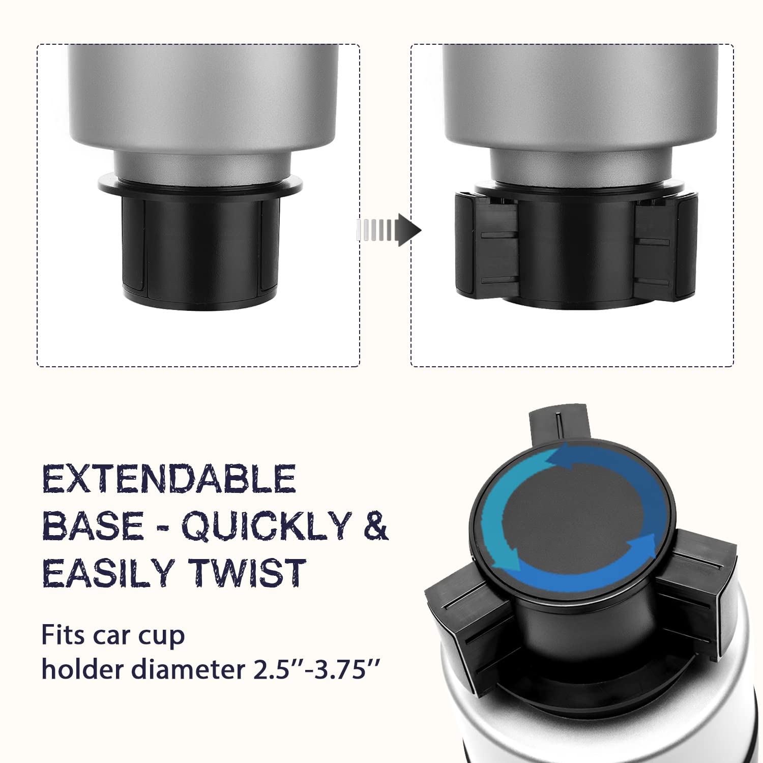 Seven Sparta 2 Pack Car Cup Holder Expander Organizer Adjustable Base, Compatible With Yeti 20/26/30 Oz, Hydro Flasks 32/40Oz, N