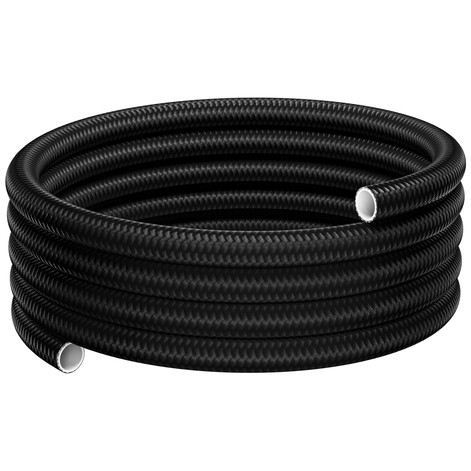 6AN PTFE Fuel Hose Line 10FT, 1885PSI AN6 Fuel Feed Hose 5/16 Inch ID, Nylon with Stainless Steel Braided for E85 Gasoline Biodi