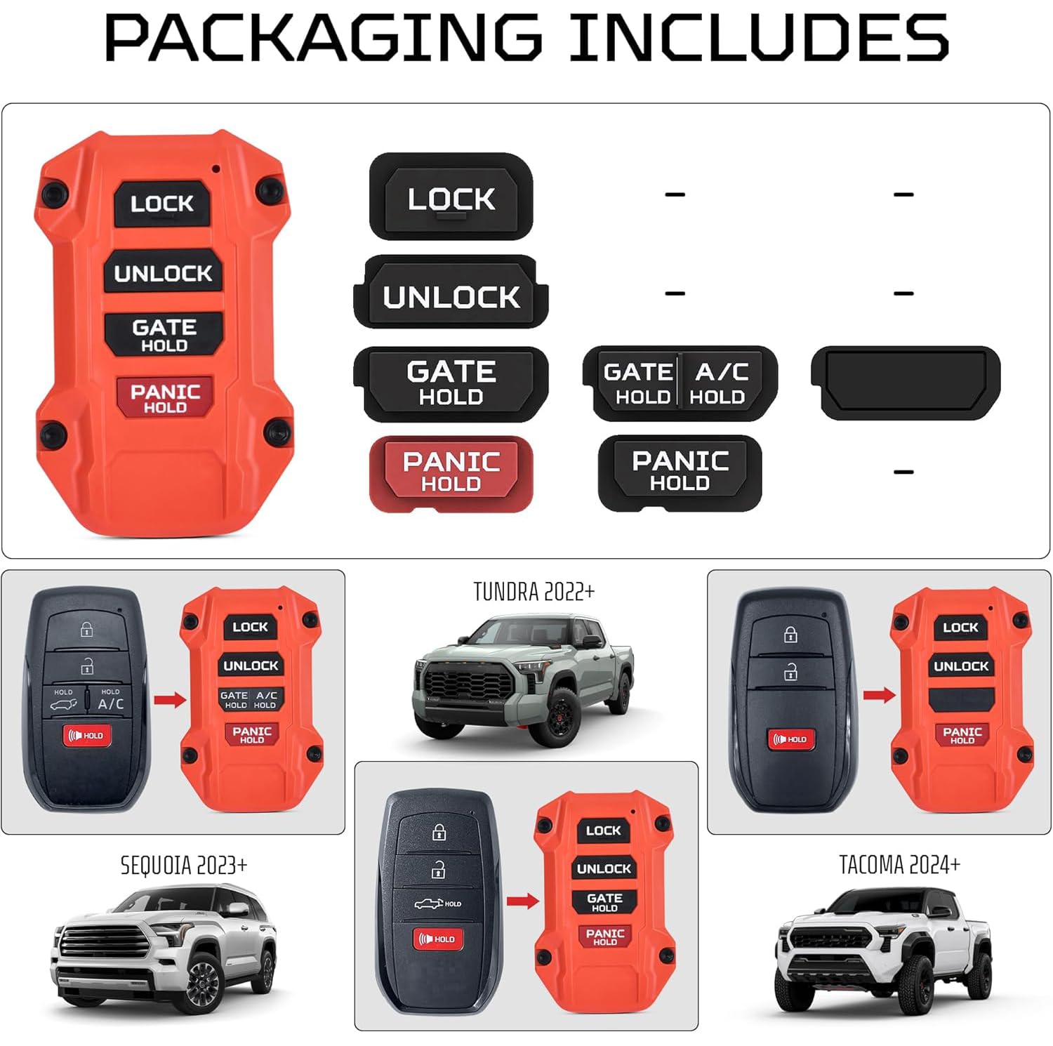 Ajt Design Replacement Keyfob Compatible With Toyota Tacoma (2024+), Tundra (2022+) & Sequoia (2023+) | Custom Made In Usa - Sol