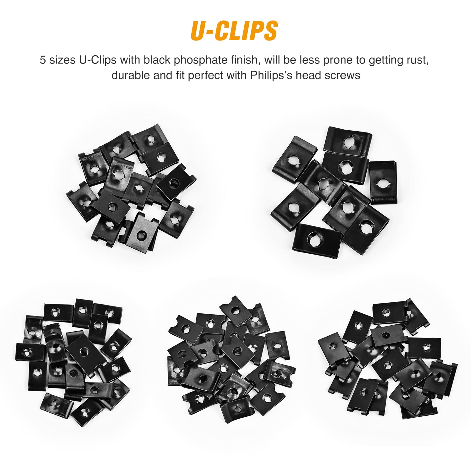 Gooacc 170Pcs Car U-Clip And Screw Assortment Kit 9 Different Sizes Automotive U Nut And Screw Clip Replacement Parts For Dash Door Panel Interior