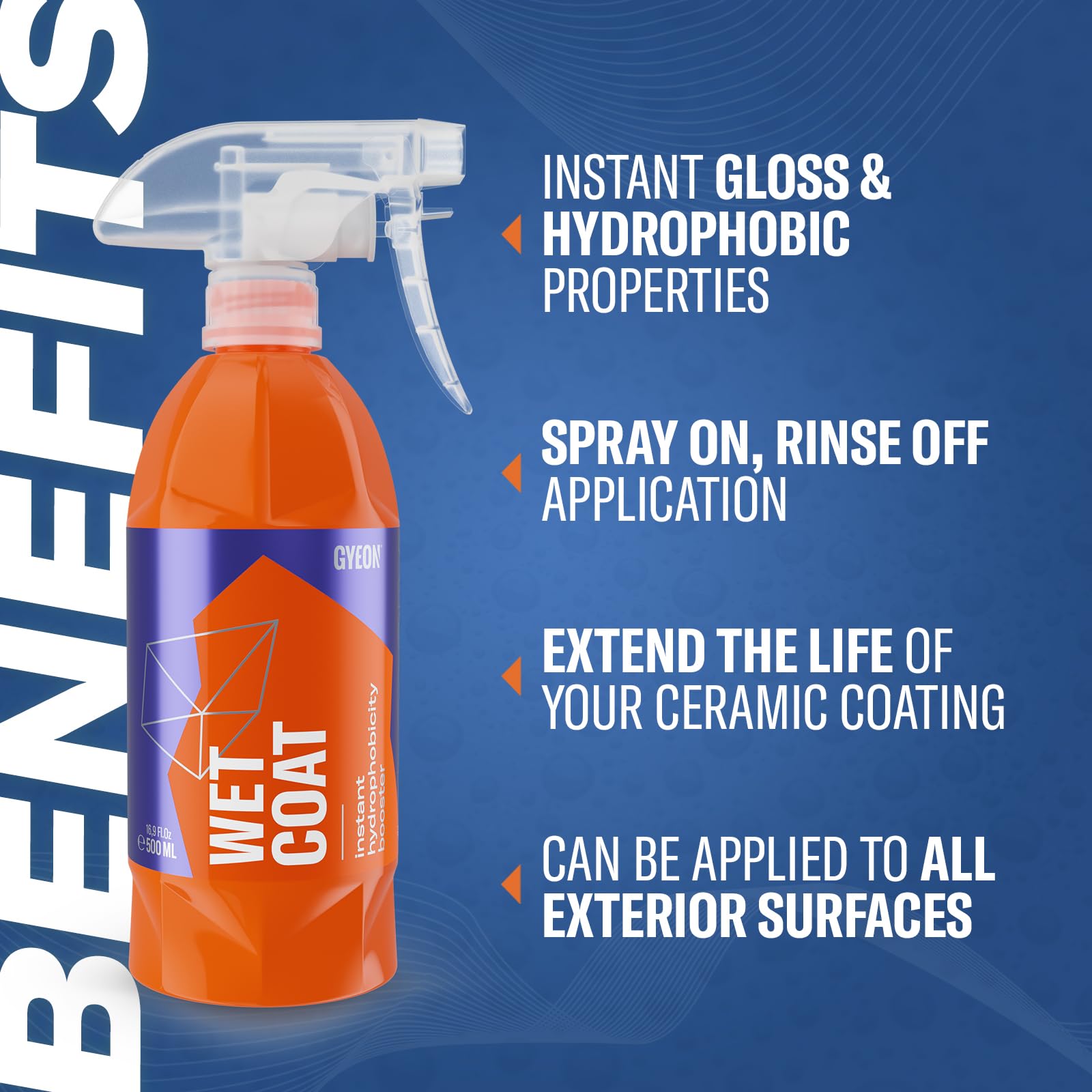 Gyeon Wetcoat 4000Ml - Hydrophobic Ceramic Spray Coating For Cars - High Gloss Solutions For Your Car Paint Wheels And Glass - S