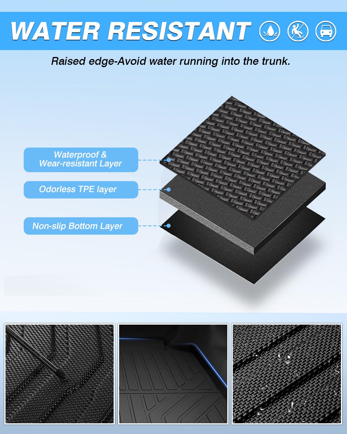 Powerty Trunk Mat For Toyota Crown 2023 2024 2025 Accessories Cargo Mats Tpe All Weather Cargo Liner Heavy-Duty Trunk Liners