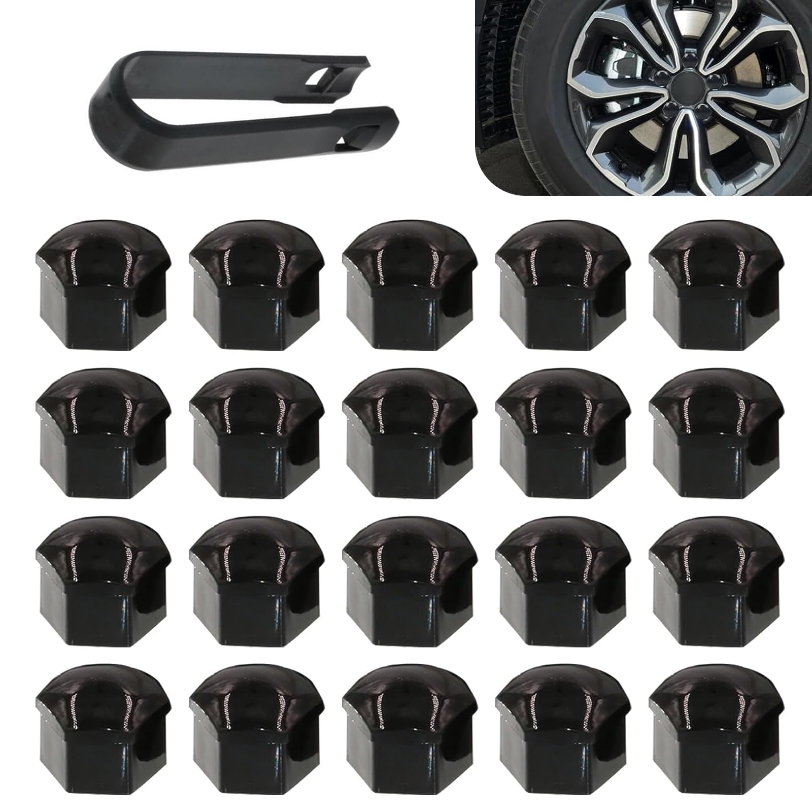 getfay Pack-21 Car Tire Screw Cap, 0.82/21mm Waterproof Dustproof Bolt Protection Cover with Disassembly Tool, Wheel Lug Nut C