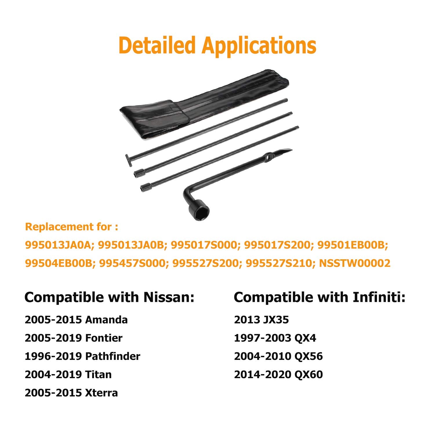 Dr.Roc Spare Tire Tool Kit With Spare Tire Jack Handle And Wheel Lug Wrench Compatible With Nissan Frontier Titan Pathfinder 200
