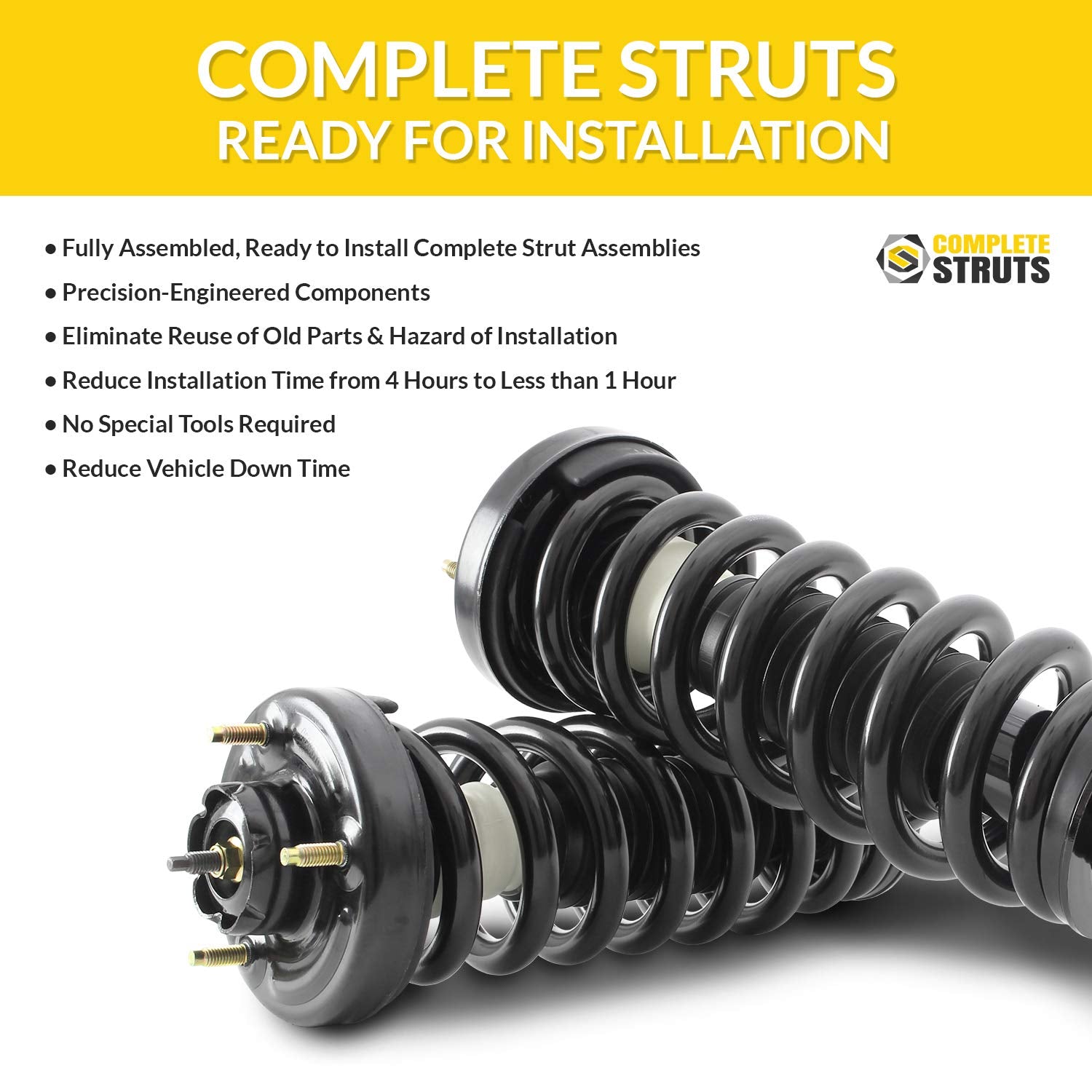 COMPLETESTRUTS - Front Complete Strut Assemblies with Coil Springs and Rear Shock Absorbers Replacement for 2010-2016 Cadillac S