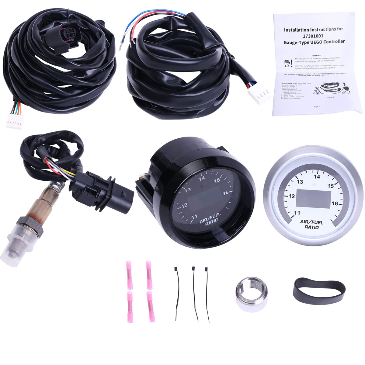 Wideband UEGO Air/Fuel Ratio Gauge 52mm (2-1/16   ) with 4.9 LSU Sensor, Digital AFR Controller Gauge, Wideband O2 Control Senso