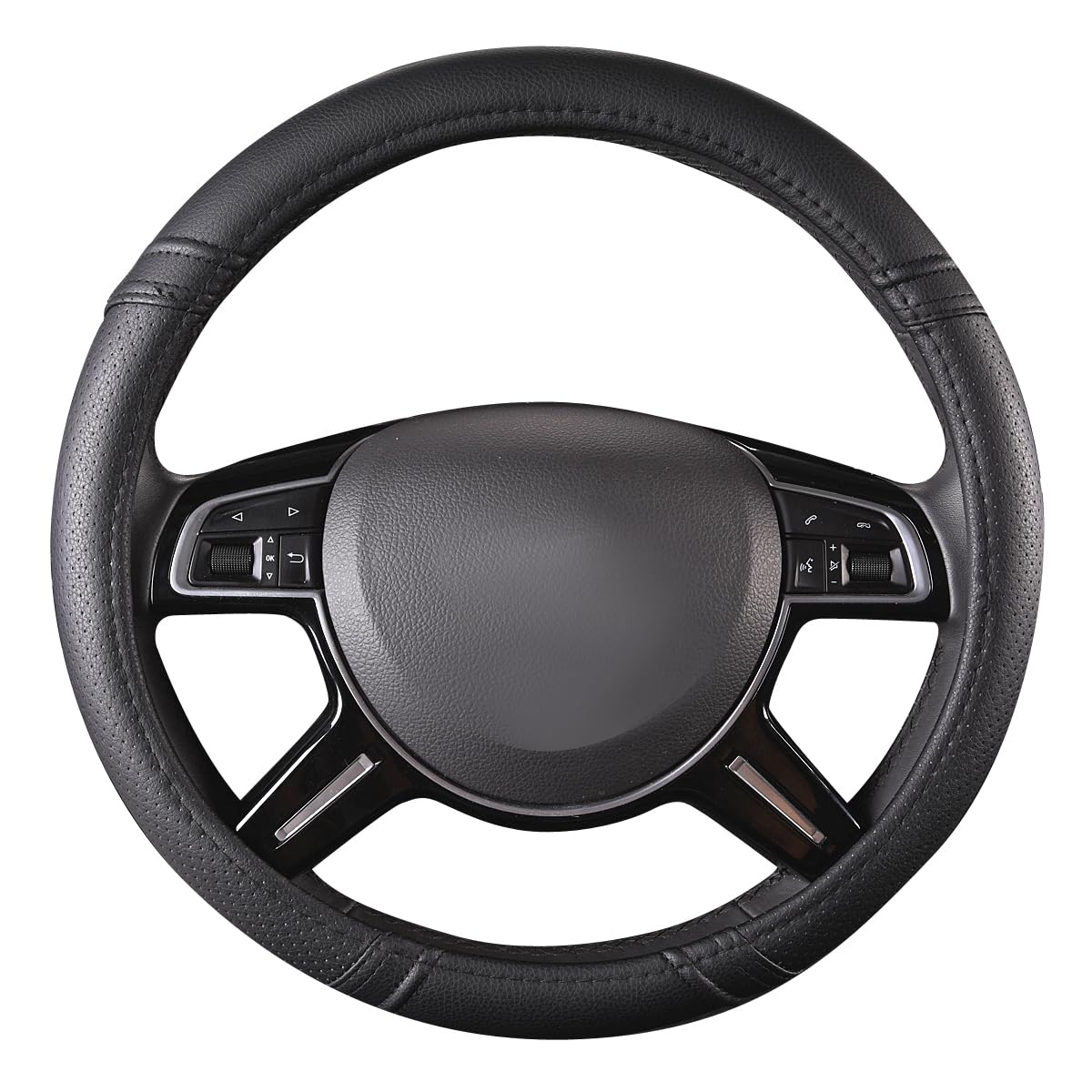 Car Pass Classical Leather Automotive Universal Steering Wheel Covers,Universal Fit for Suvs,Trucks,Sedans,Cars,Vans,14.5-15inch