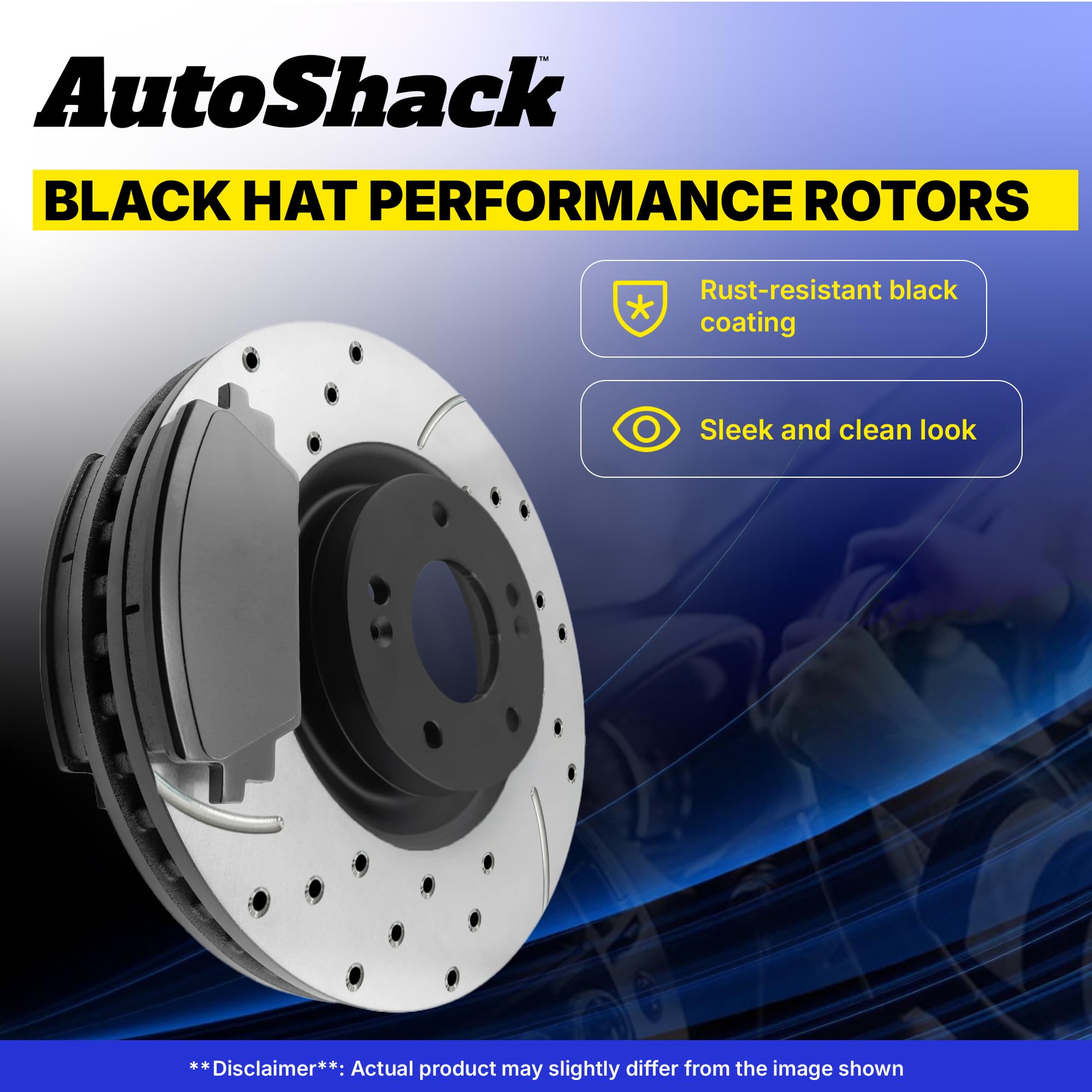 Autoshack Rear Drilled And Slotted Brake Kit Rotors Black And Ceramic Pads Pair Of 2 Driver And Passenger Side Replacement For 2005-2016 Honda Cr-V 2010-2018 Acura Rdx 4Wd Awd Fwd Scdpr41374413741086