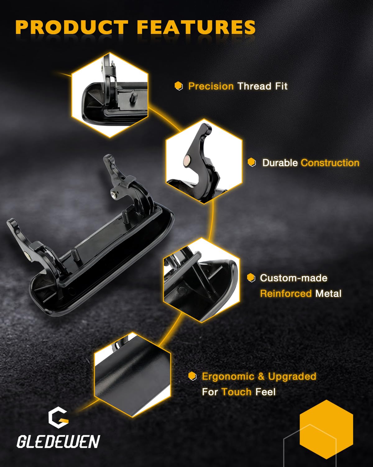 Metal Tailgate Door Handle, Compatible With 1998-2011 Ford Ranger, 01-10 Mazda B2300 B3000 B4000, Textured Exterior Rear Tail Ga