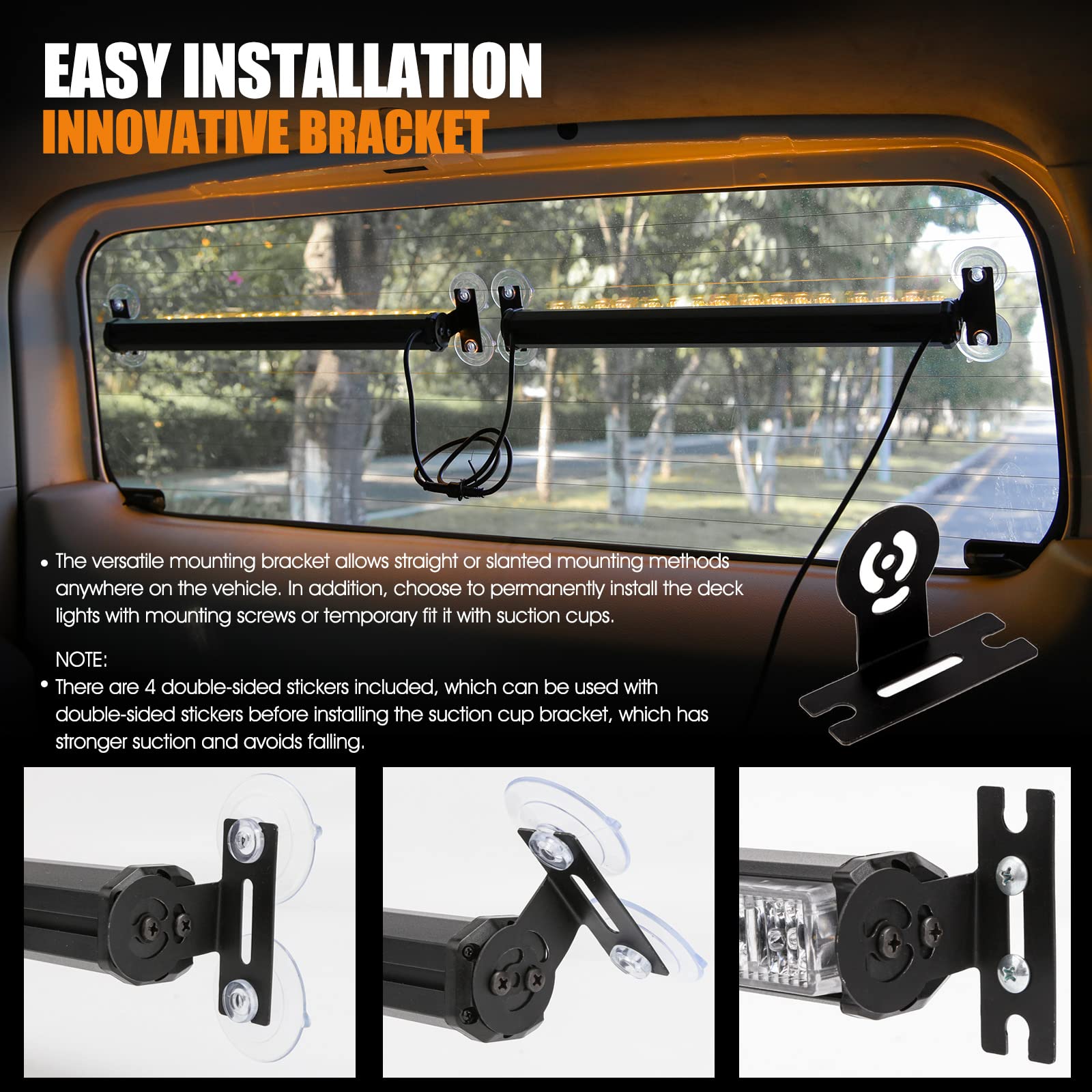 Booyu 2 In 1 Traffic Advisor Light Bar W/Digital Display Controller Windshield Led Emergency Strobe Visor Safety Warning Hazard