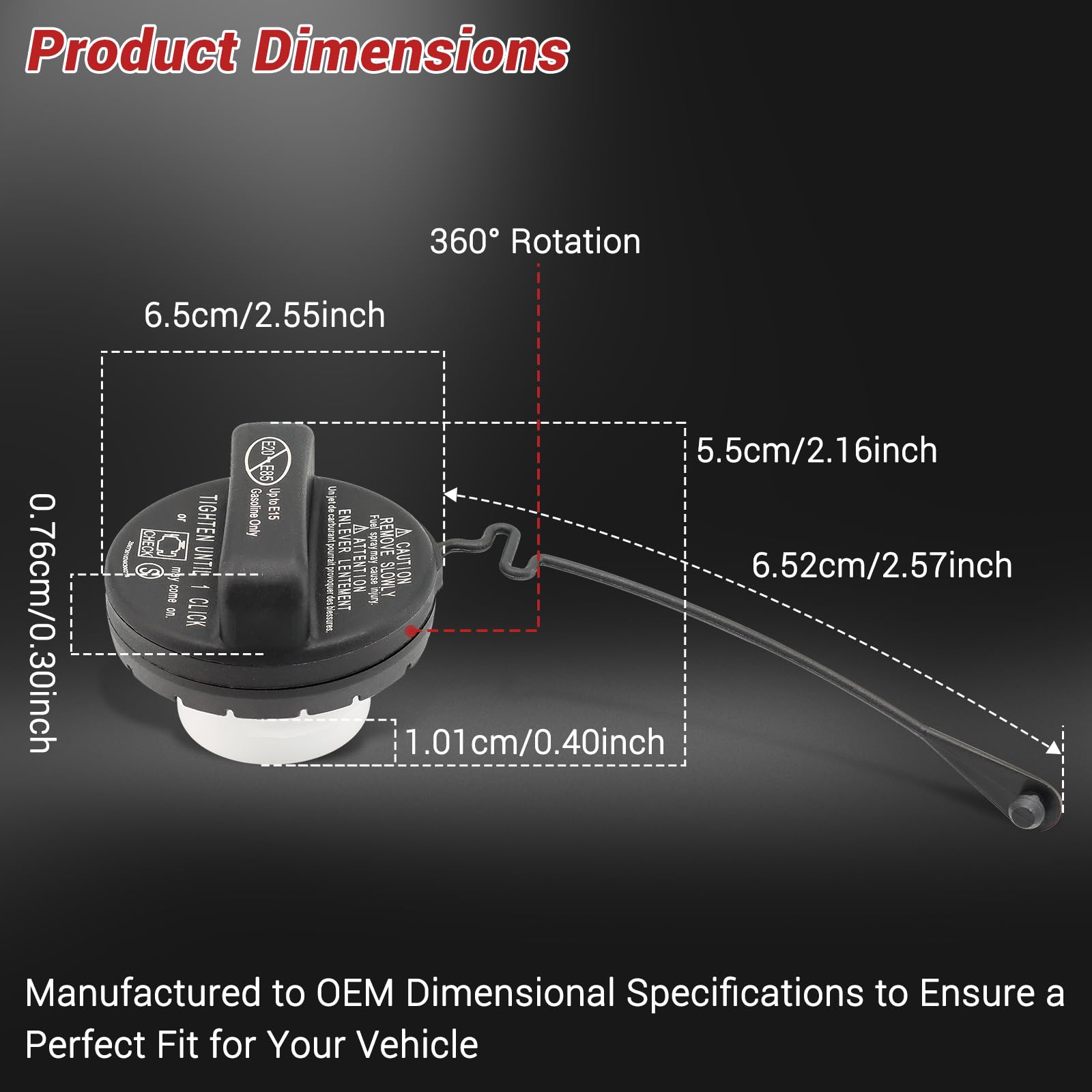 YITHSWAY Black Gas Cap Fuel Cap OEM Replacement for Toyota Lexus Models 77300-07030 77300-53030 Compatible with Venza Highlander RAV4 Camry