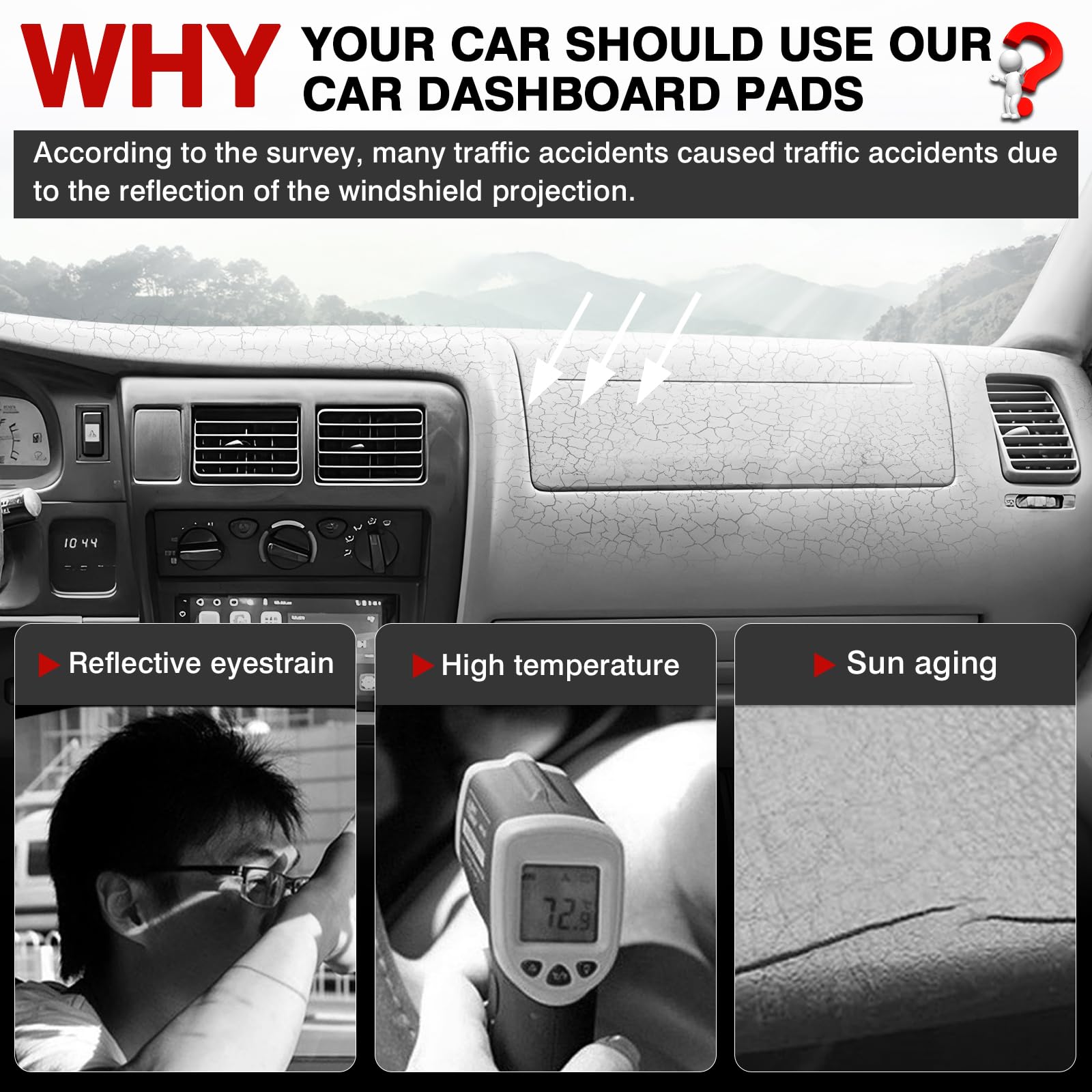 Autorder Dashboard Cover Mat For 1998-2002 2003 2004 Toyota Tacoma Accessories Dash Cover Upgrade Velvet Dash Mat Sunshade Glare