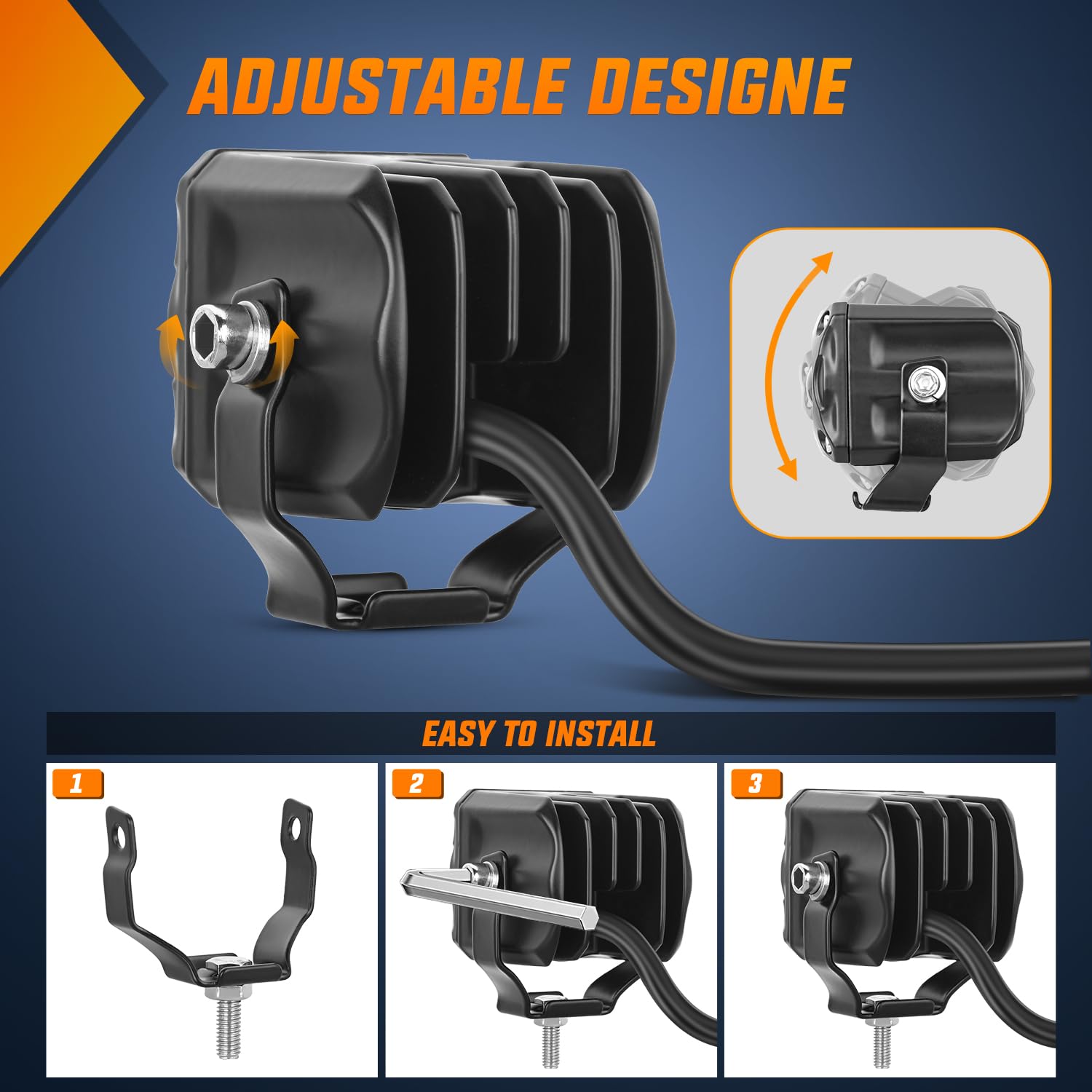 Nilight Motorcycle Driving Lights 1.7 Inch White Amber Spot Beam Fog Light Led Pods Ip67 Waterproof Auxiliary Offroad Lighting F