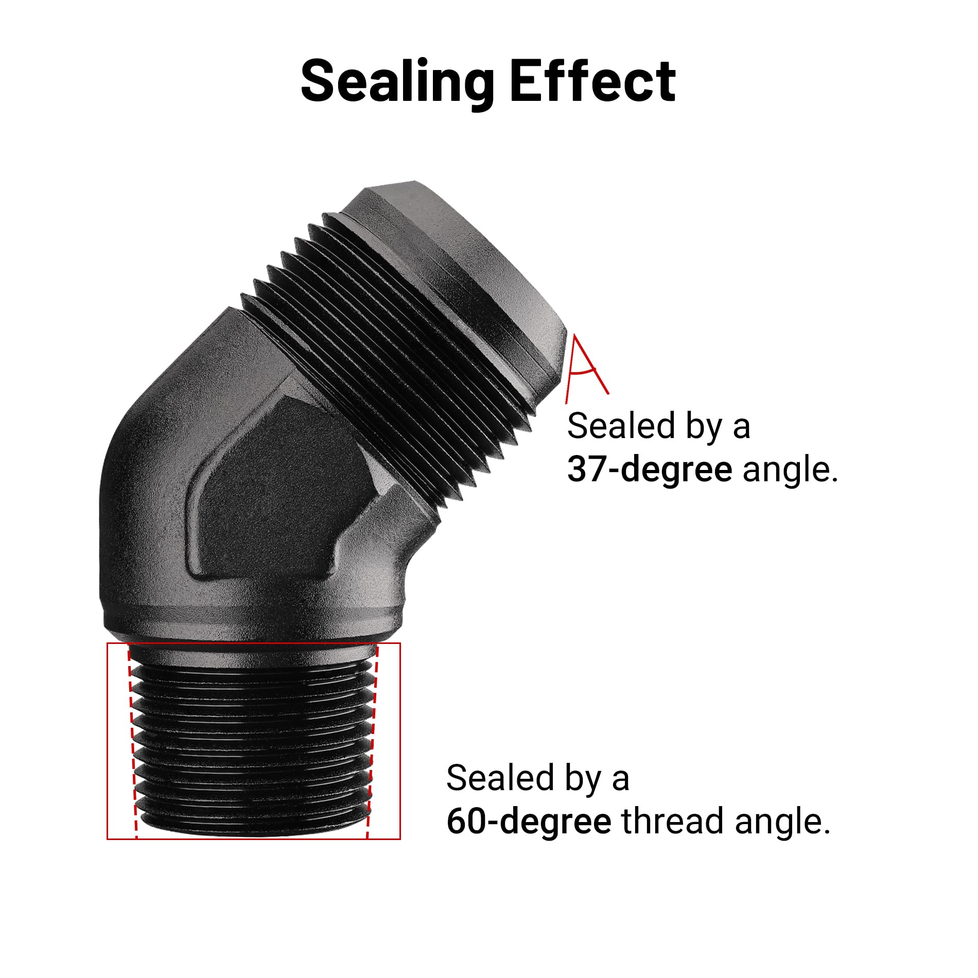 Evil Energy 16An Male Flare To 3/4'' Npt Pipe 45 Degree Fitting Adapter Aluminum Black