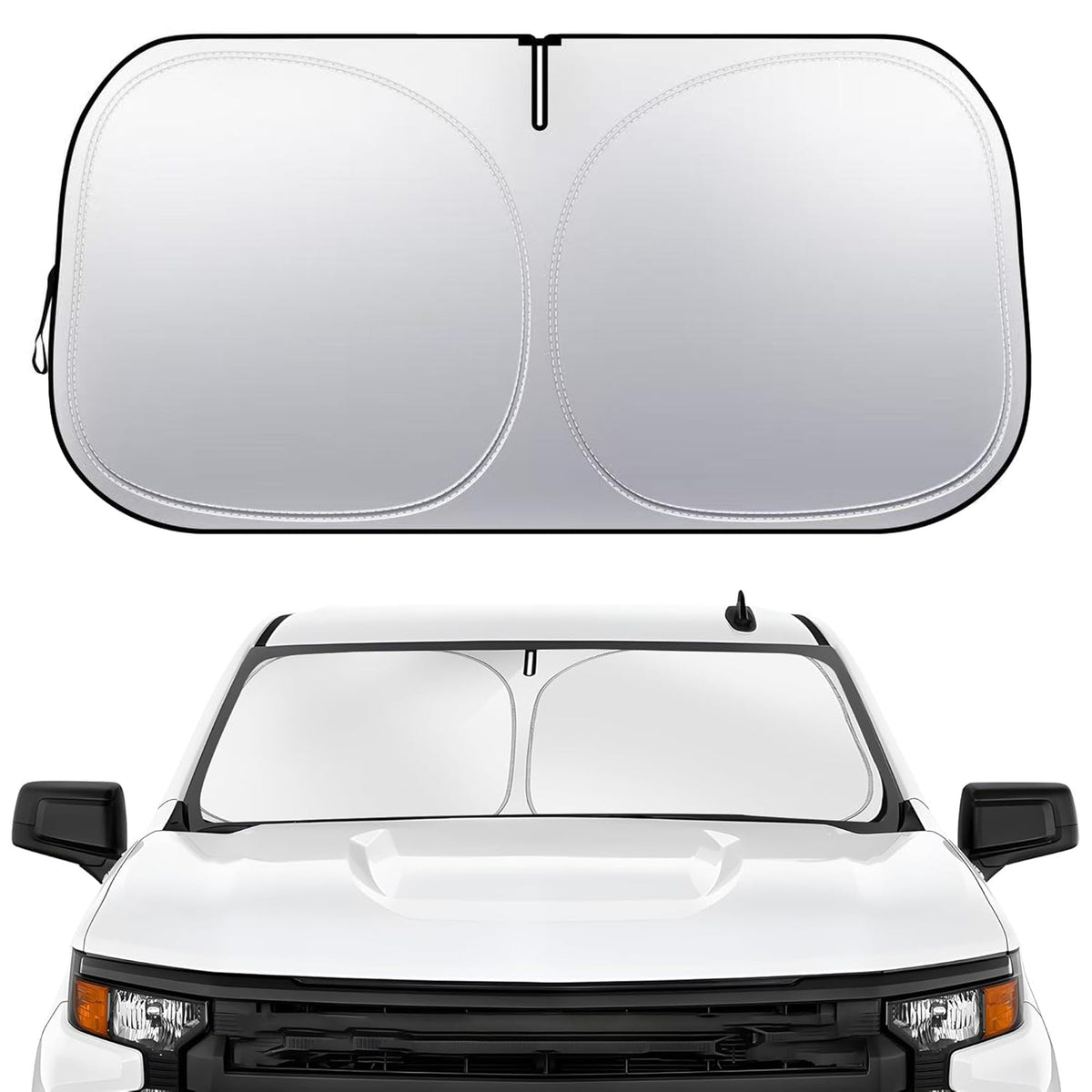 Silverado Windshield Sun Shade, Folding Sunshade Windshield Visor for Chevrolet Silverado 1999-2025.