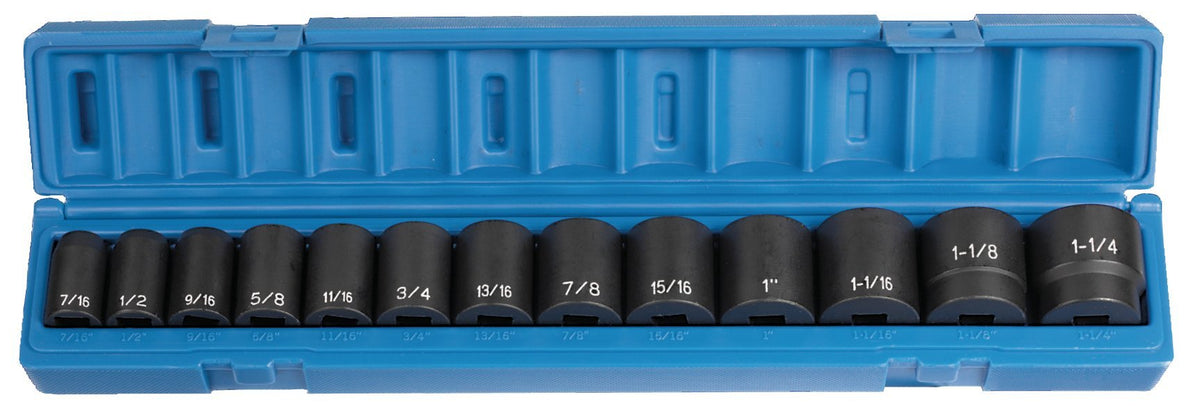 Grey Pneumatic Corp 1312 1/2'' Drive Standard Length Fractional Set - 13 Piece