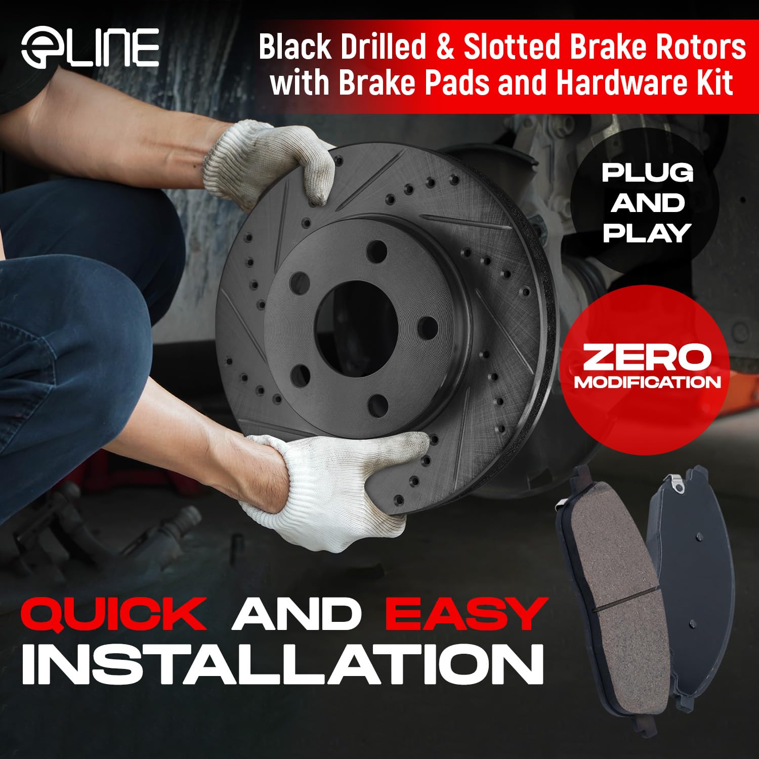 R1 Concepts Complete Kit Black Drill/Slot Brake Rotors & Ceramic Brake Pads Cbc.42089.02